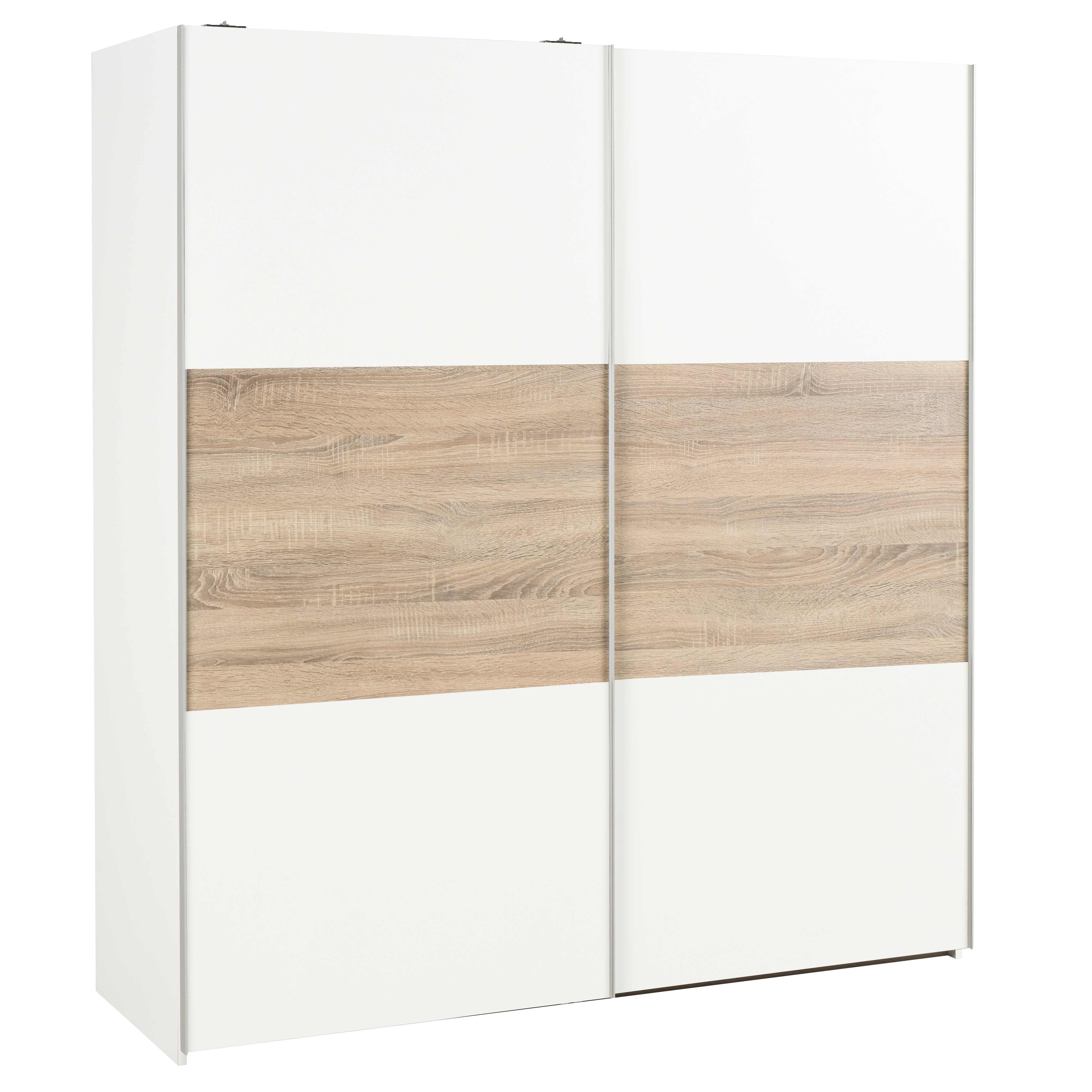 Armario puerta corredera one 180x200x60cm con 2 puertas color roble y blanco