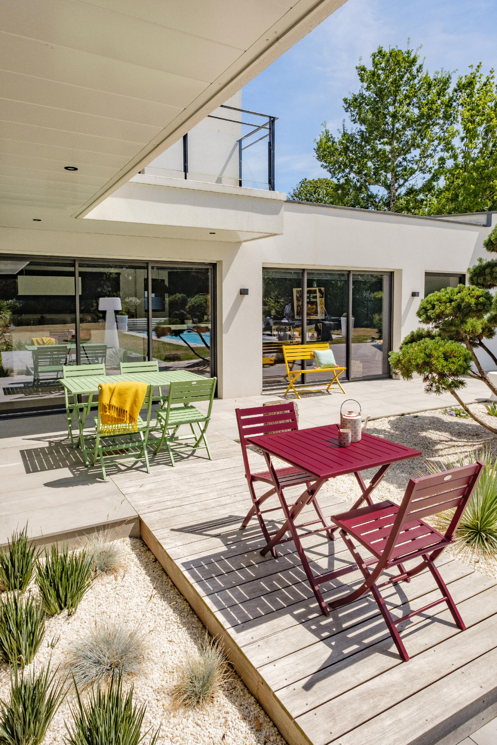 Table de jardin pliante Marius carré rouge 2 personnes - CITY GARDEN - 4