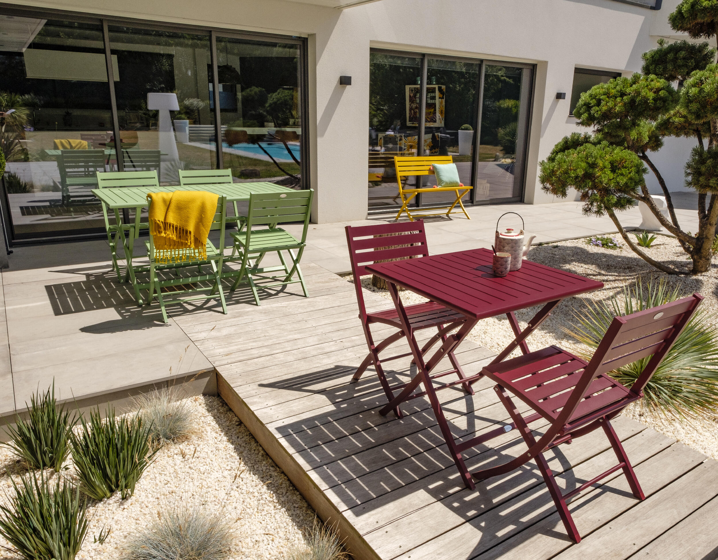 Table de jardin pliante Marius carré rouge 2 personnes - CITY GARDEN - 3