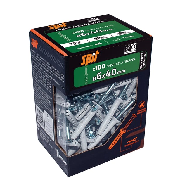 Lot de 100 Cheville murale hit m HITM640BT100 SPIT x L.40 mm