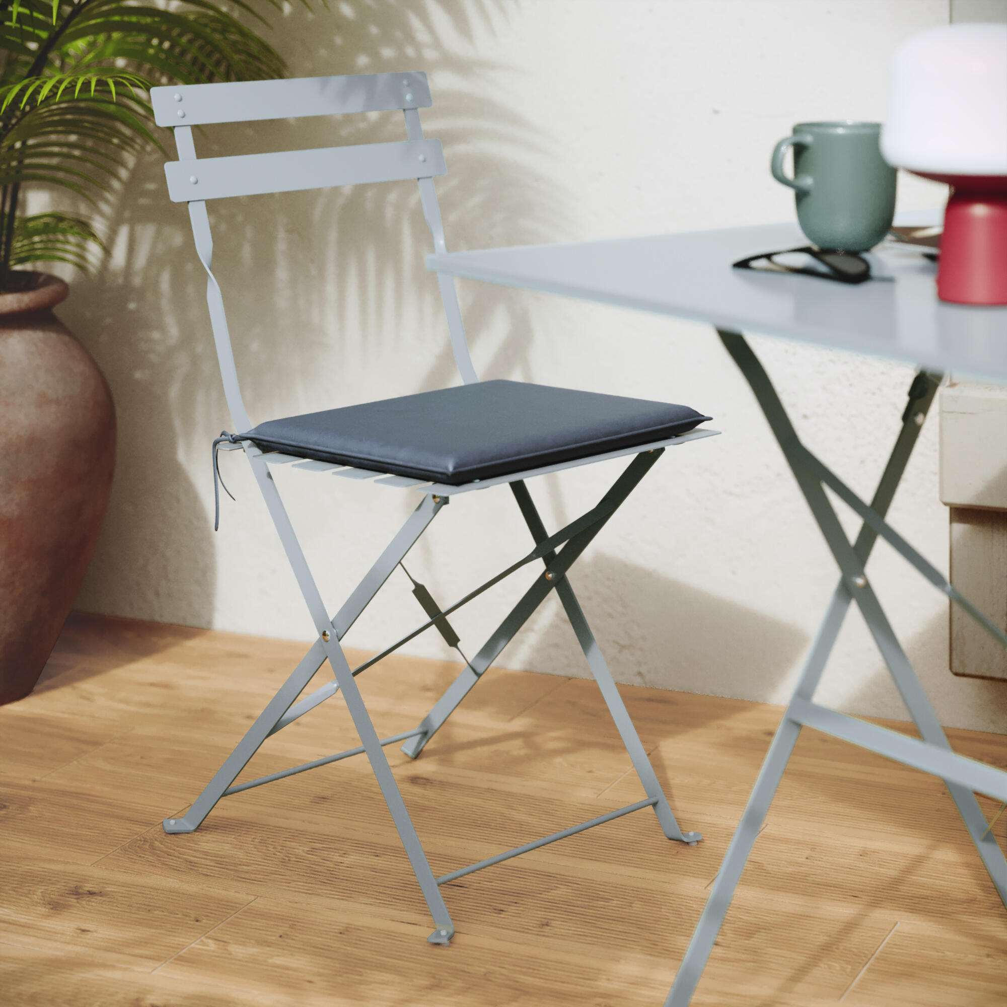 Silla plegable de jardín naterial flora ii origami de acero azul