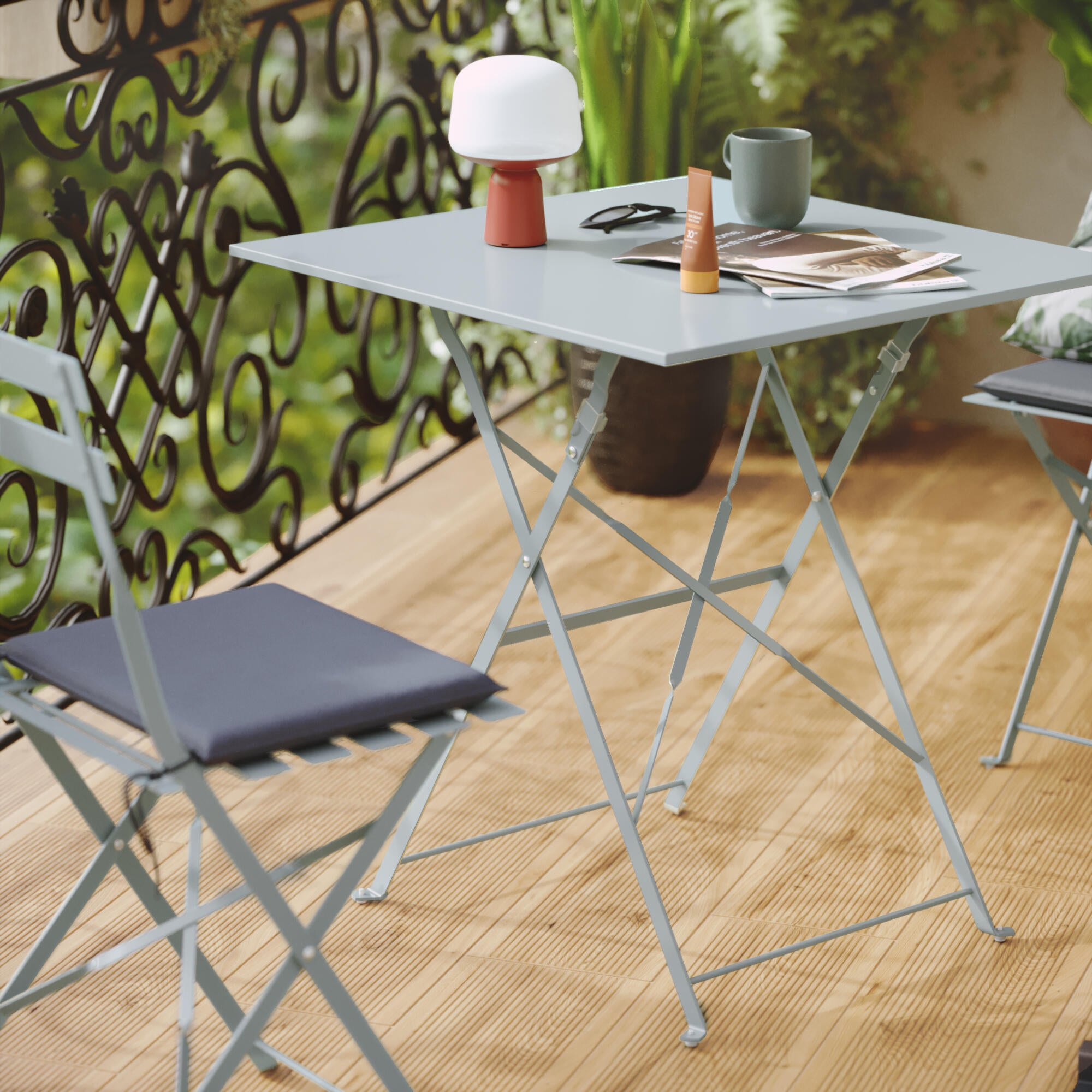 Chaise de jardin en acier NATERIAL Flora II bleu agata - 3
