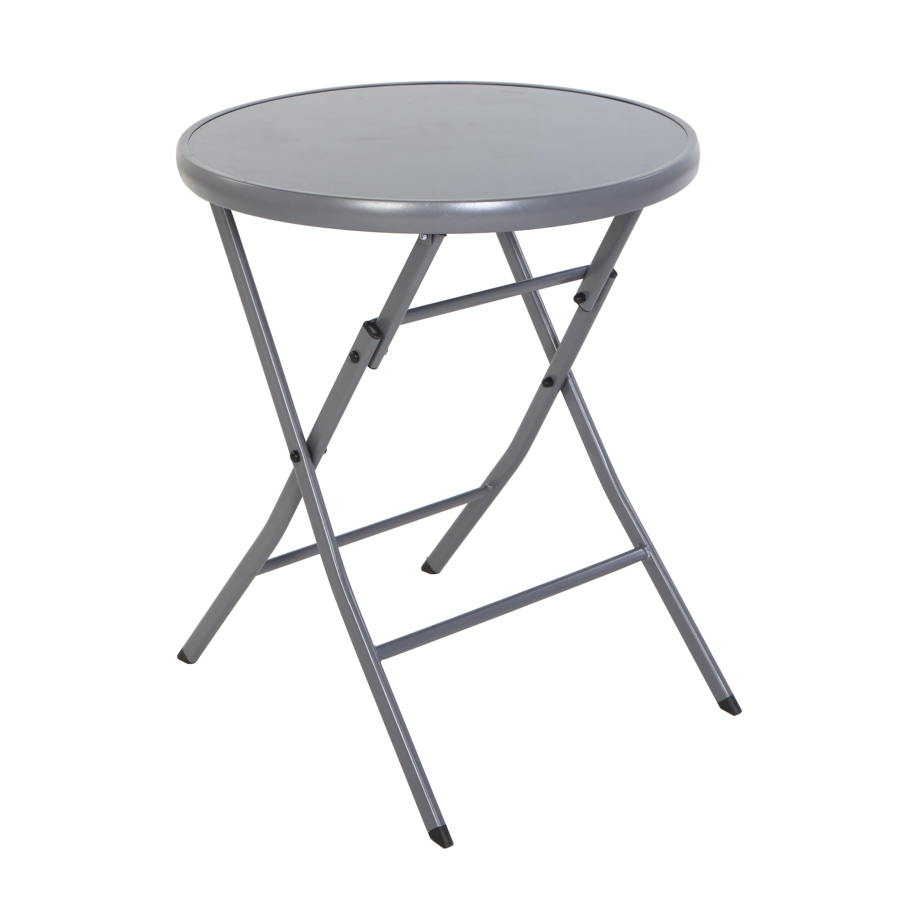 Mesa de exterior de acero plegable emys gris de ø60x72 cm