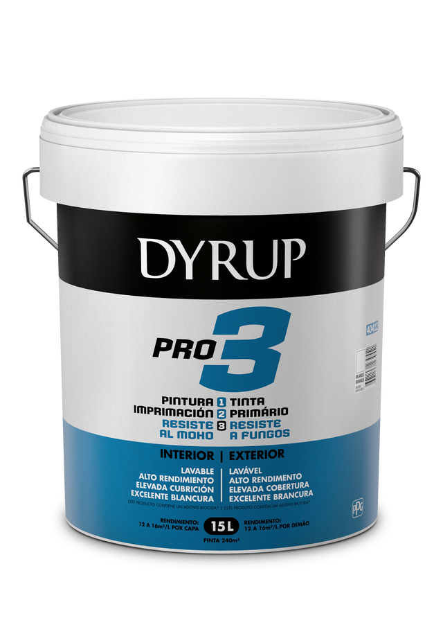 Tinta interior Dyrup PRO 3 em 1 branco mate 15L