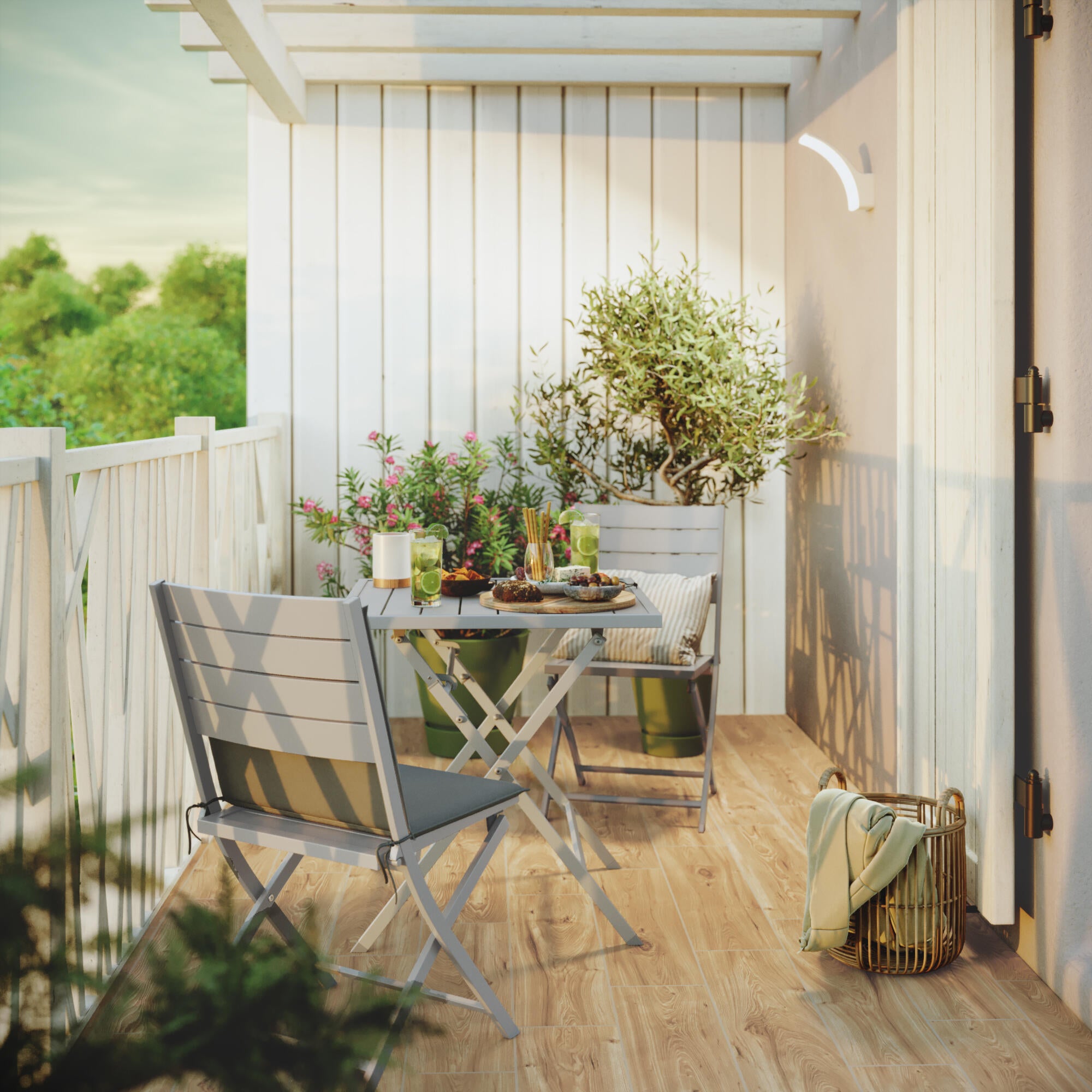 Set 2 sillas de jardín sin brazos NATERIAL Xara II Origami de aluminio gris - 4