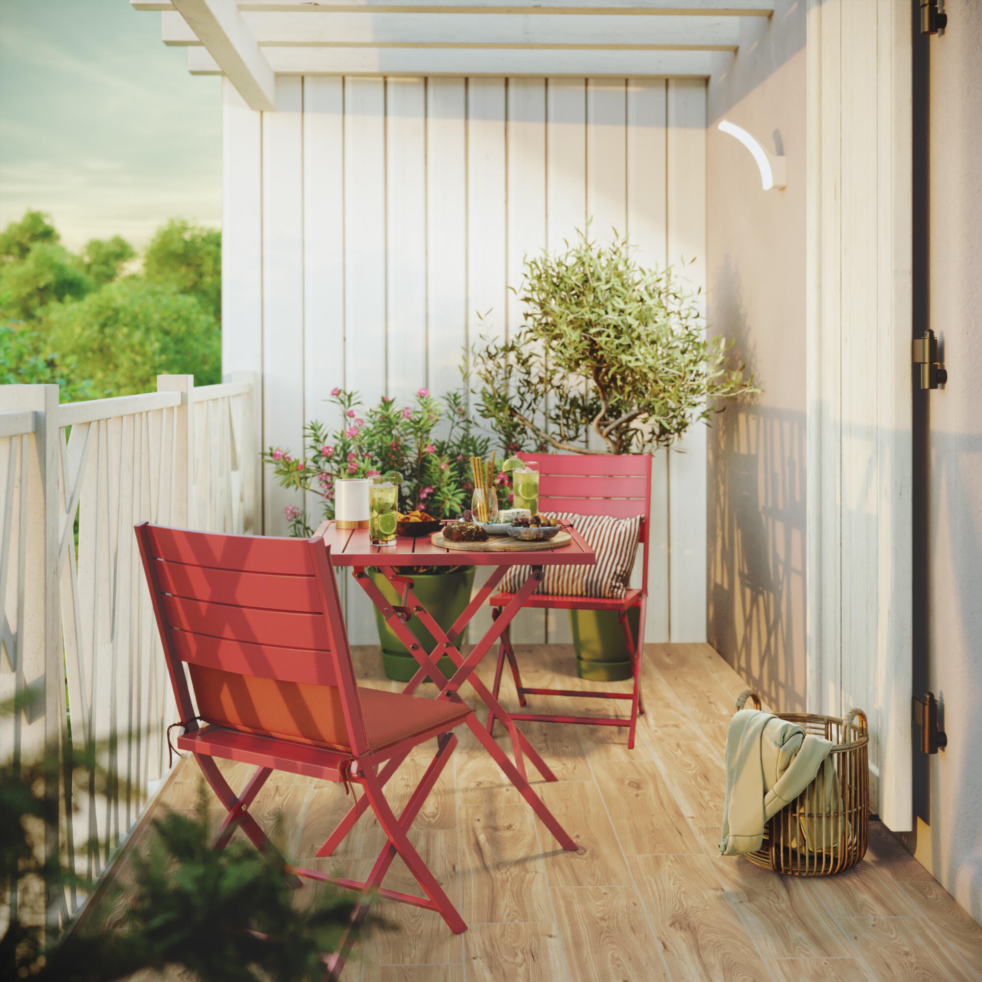 Conjunto de muebles de jardín xara de aluminio rojo para 2 personas