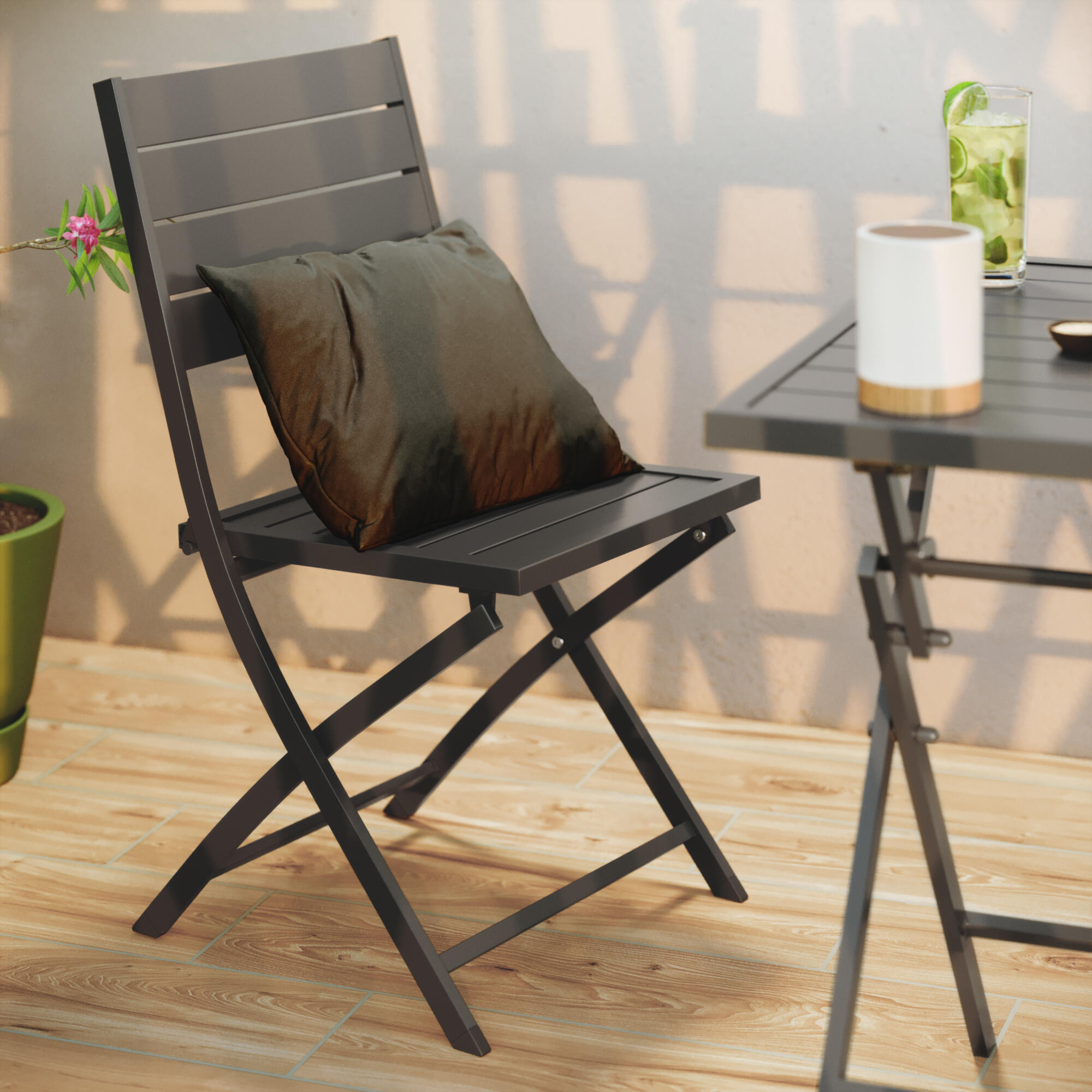 Lot de 2 chaises de jardin NATERIAL Xara en aluminium gris - 2