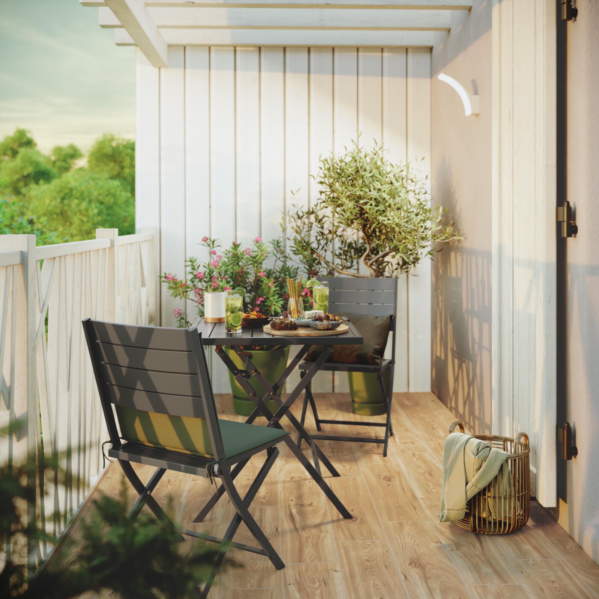 Tavolo da pranzo per giardino pieghevole Xara NATERIAL struttura e superficie in alluminio antracite per 2 persone 71x74cm - 2