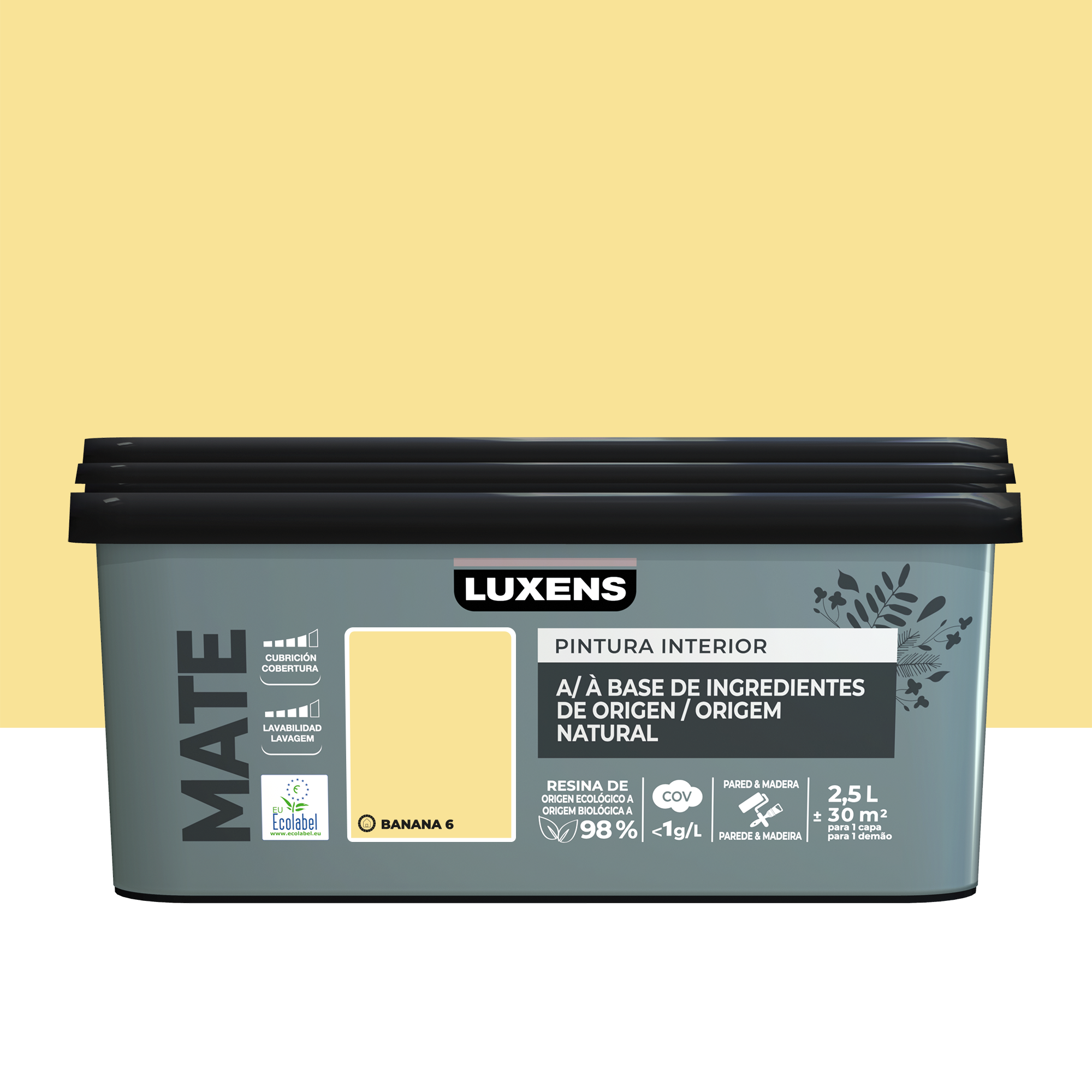 Pintura de interior luxens biobase mate 2.5l banana 6