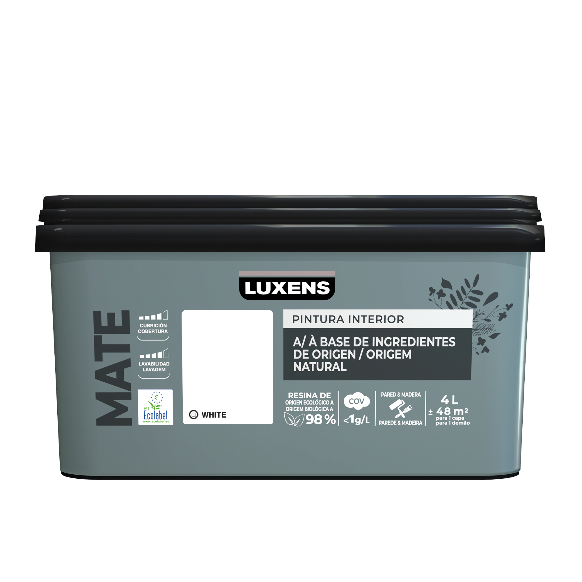 Pintura de interior Biobase LUXENS color white mate 4L para paredes y techos - 2