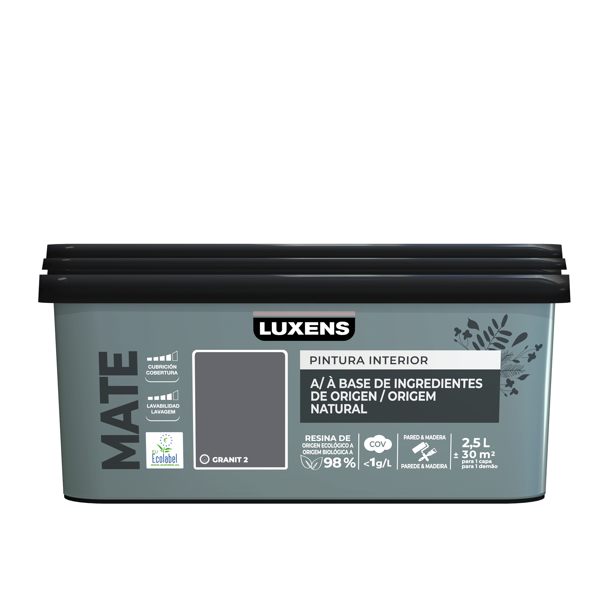Pintura de interior Biobase LUXENS color granit 2 mate 2.5L para paredes y techos - 2