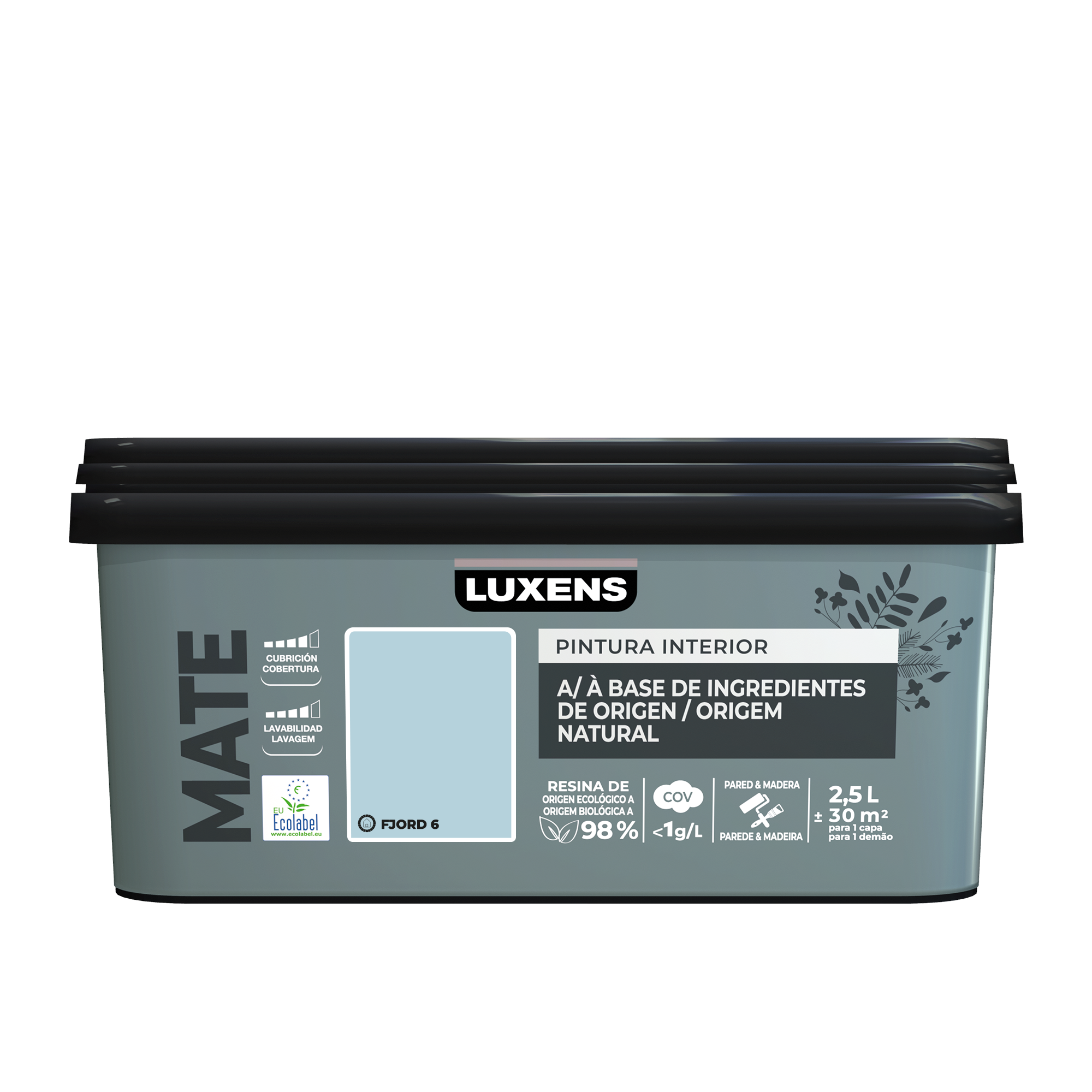 Pintura de interior Biobase LUXENS color fjord 6 mate 2.5L para paredes y techos - 2