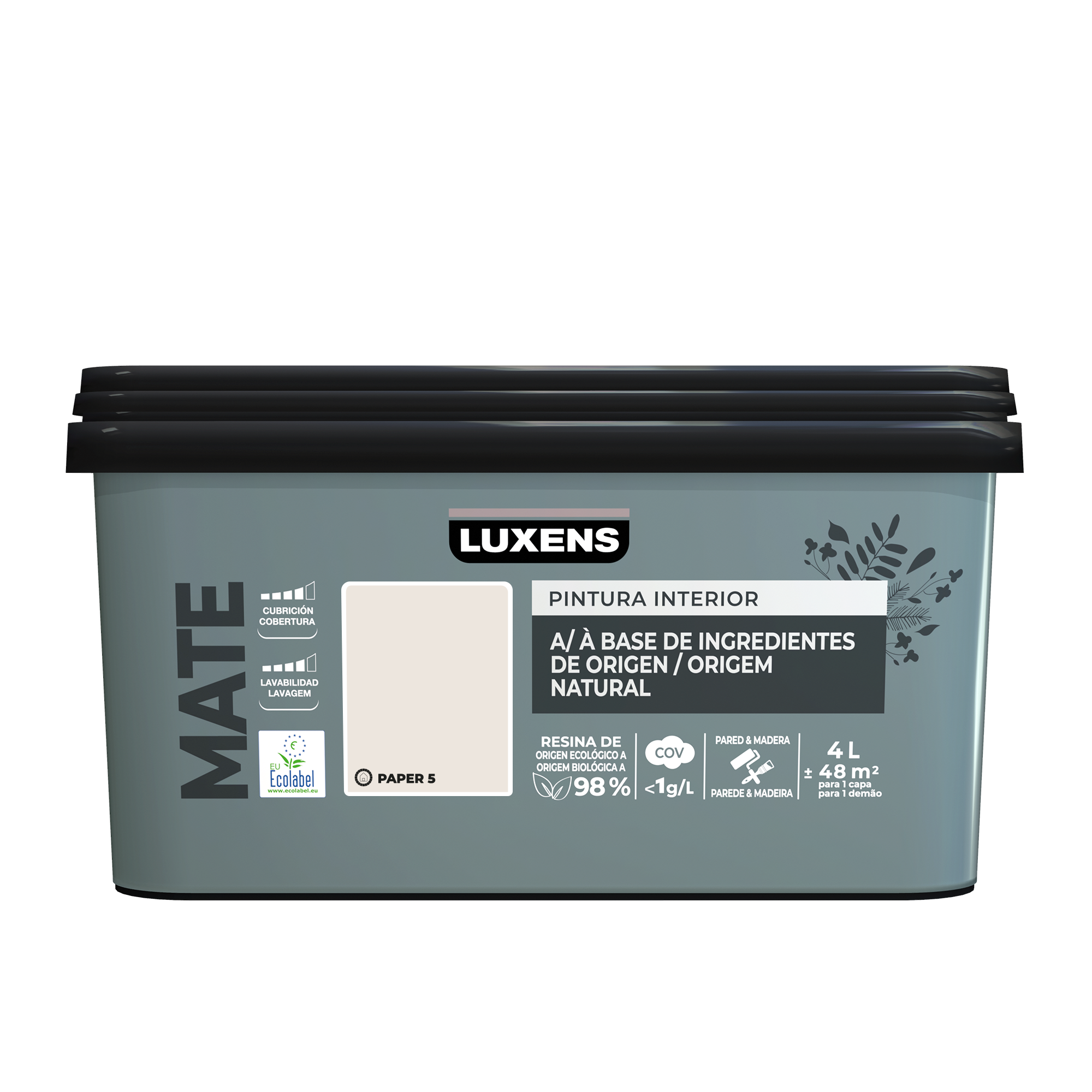Pintura de interior Biobase LUXENS color paper 5 mate 4L para paredes y techos - 2