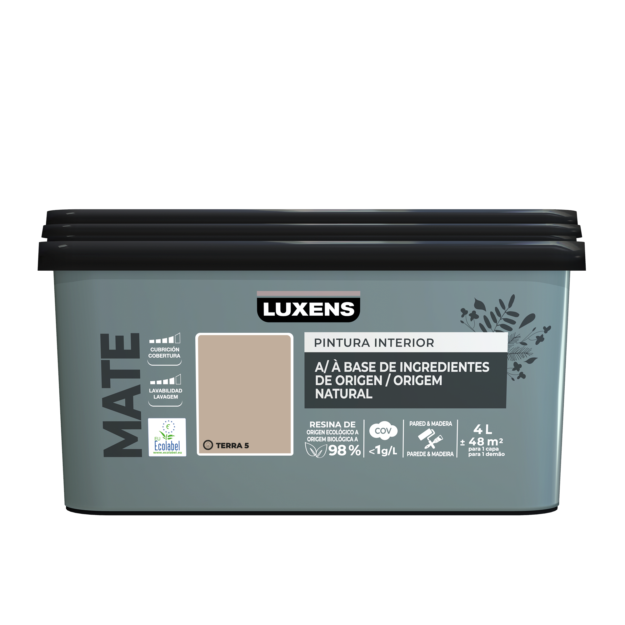 Pintura de interior Biobase LUXENS color terra 5 mate 4L para paredes y techos - 2