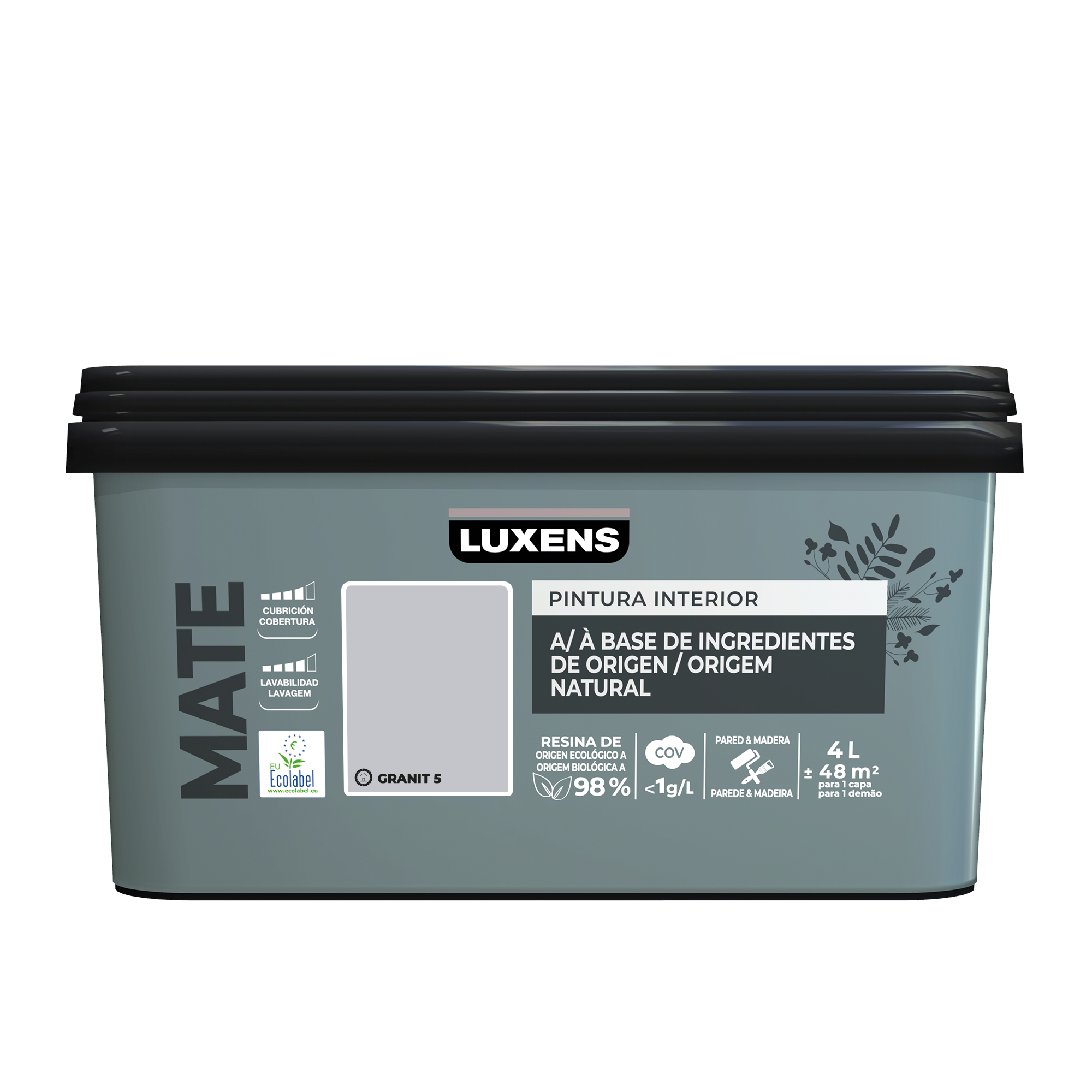 Pintura de interior Biobase LUXENS color granit 5 mate 4L para paredes y techos - 2