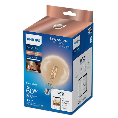 Bombilla LED E27 inteligente compatible con WIZ forma globo 806 lúmenes 7W CCT 2700-6500K CRI>90 alta reproducción cromática clase energética E - 3