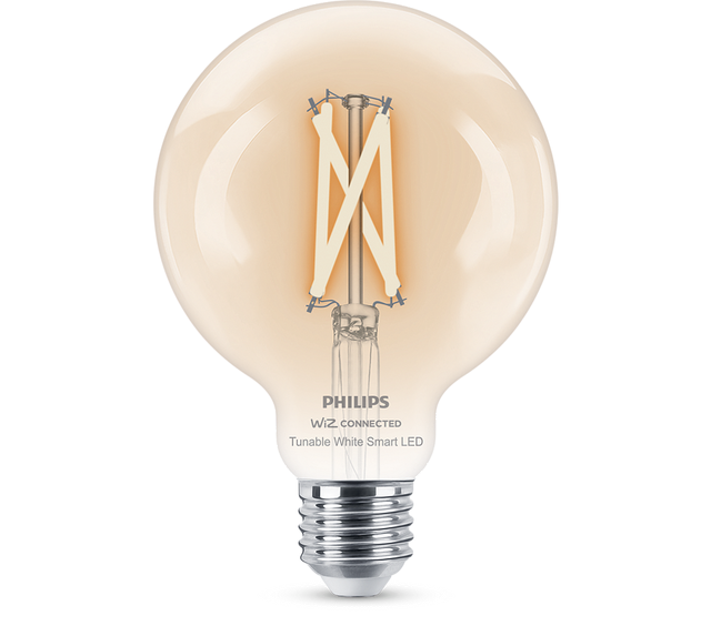 Bombilla inteligente LED E27 compatible con WIZ forma globo 806 lúmenes 7W CCT 2700-6500K CRI>90 alta reproducción cromática clase energética E