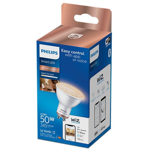 Bombilla LED GU10 inteligente compatible con WIZ 345 lúmenes 4.7W color de la luz blanco frío 6500K CRI mayor que 90 alta reproducción cromática clase energética F - 3