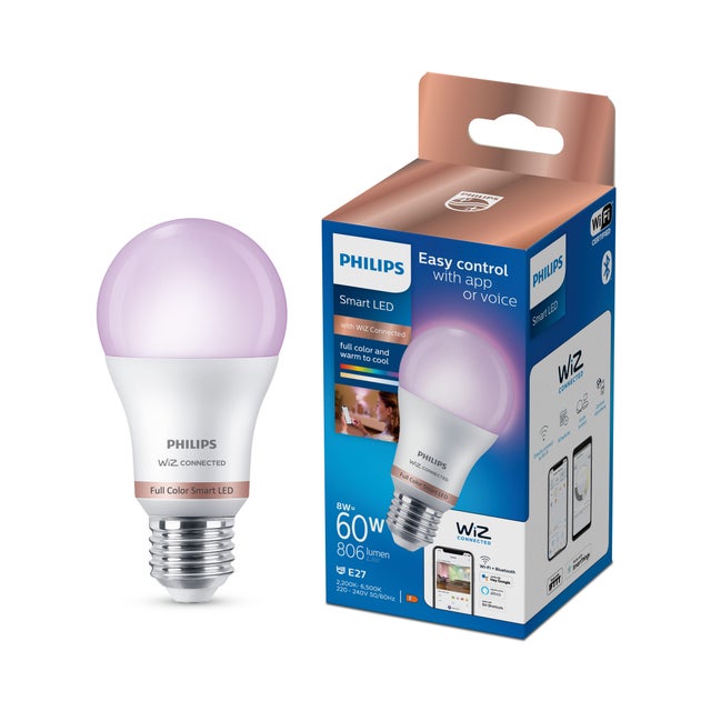 Lâmpada LED WIZ Philips E27 806lm 8 W cor variável