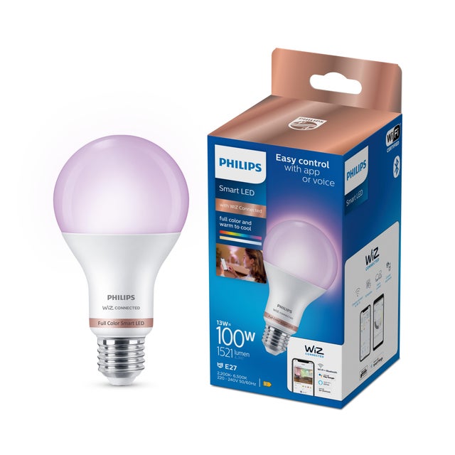 Philips ampoule LED Equivalent 75W E27 Blanc chaud non dimmable, verre, lot de 2
