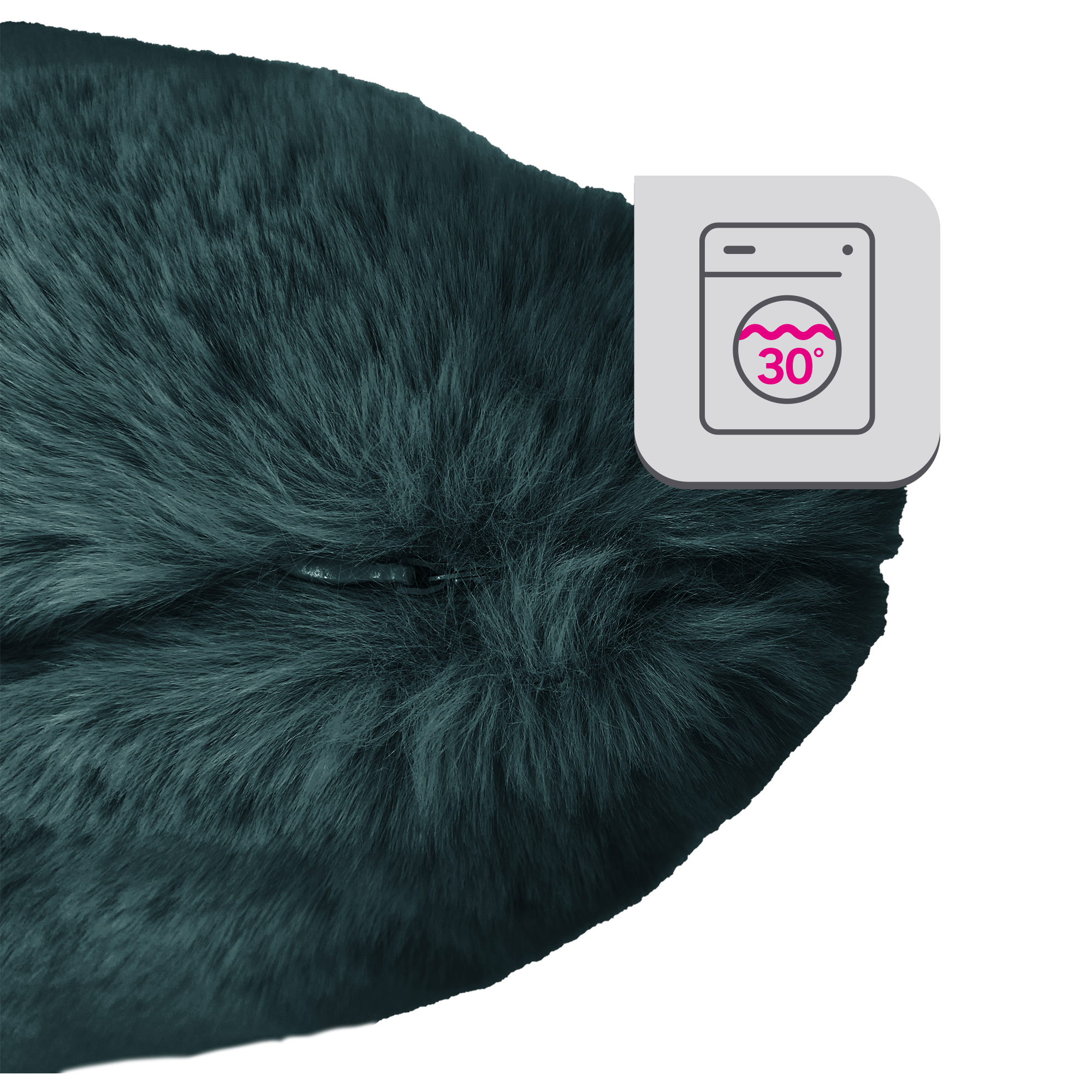 Coussin Swanny, imitation fourrure, émeraude l.45 x H.45 cm INSPIRE - 3