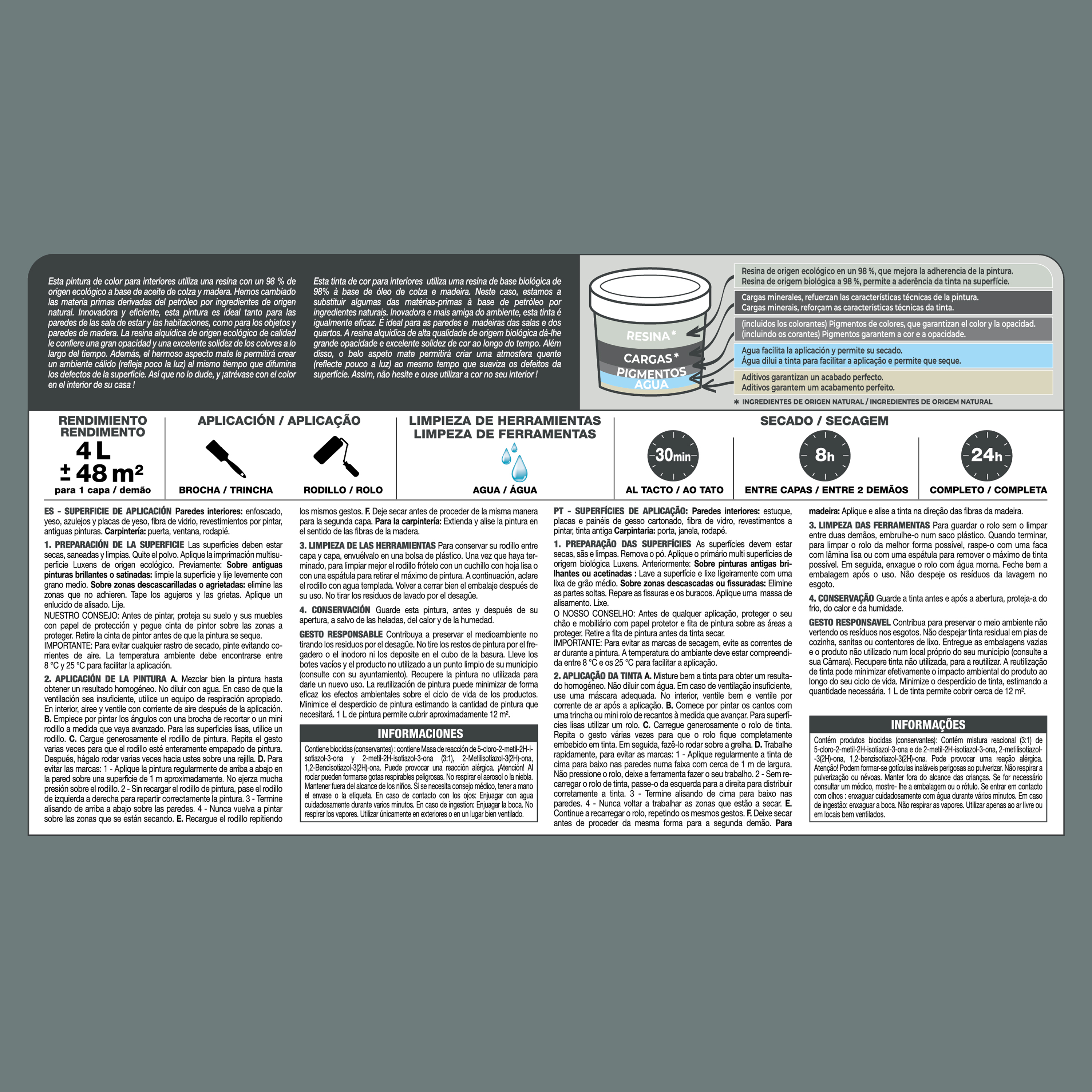 Tinta interior decorativa mate 2,5 L Litch 2 Biobased Luxens - 4