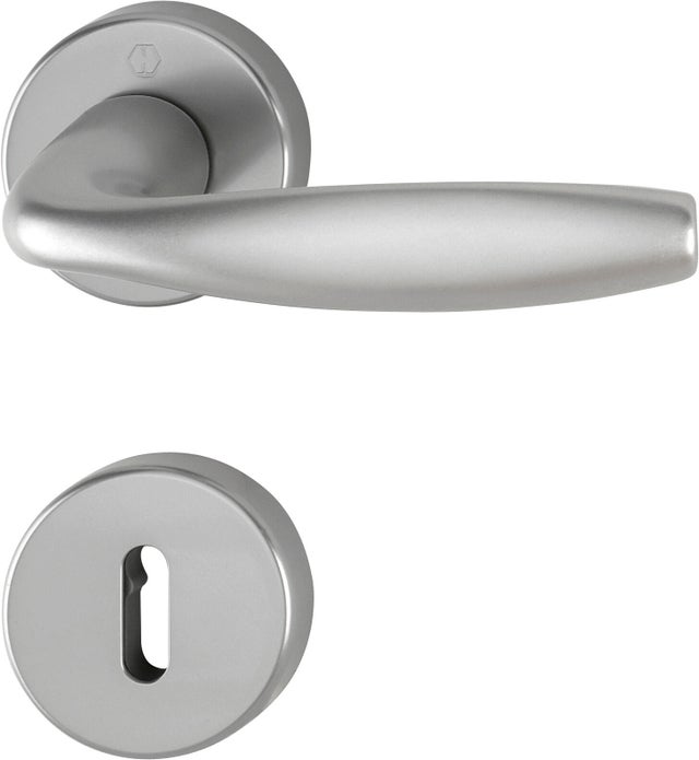 2 poignées de porte sur rosace avec rosace entrée de clé HOPPE New york gris