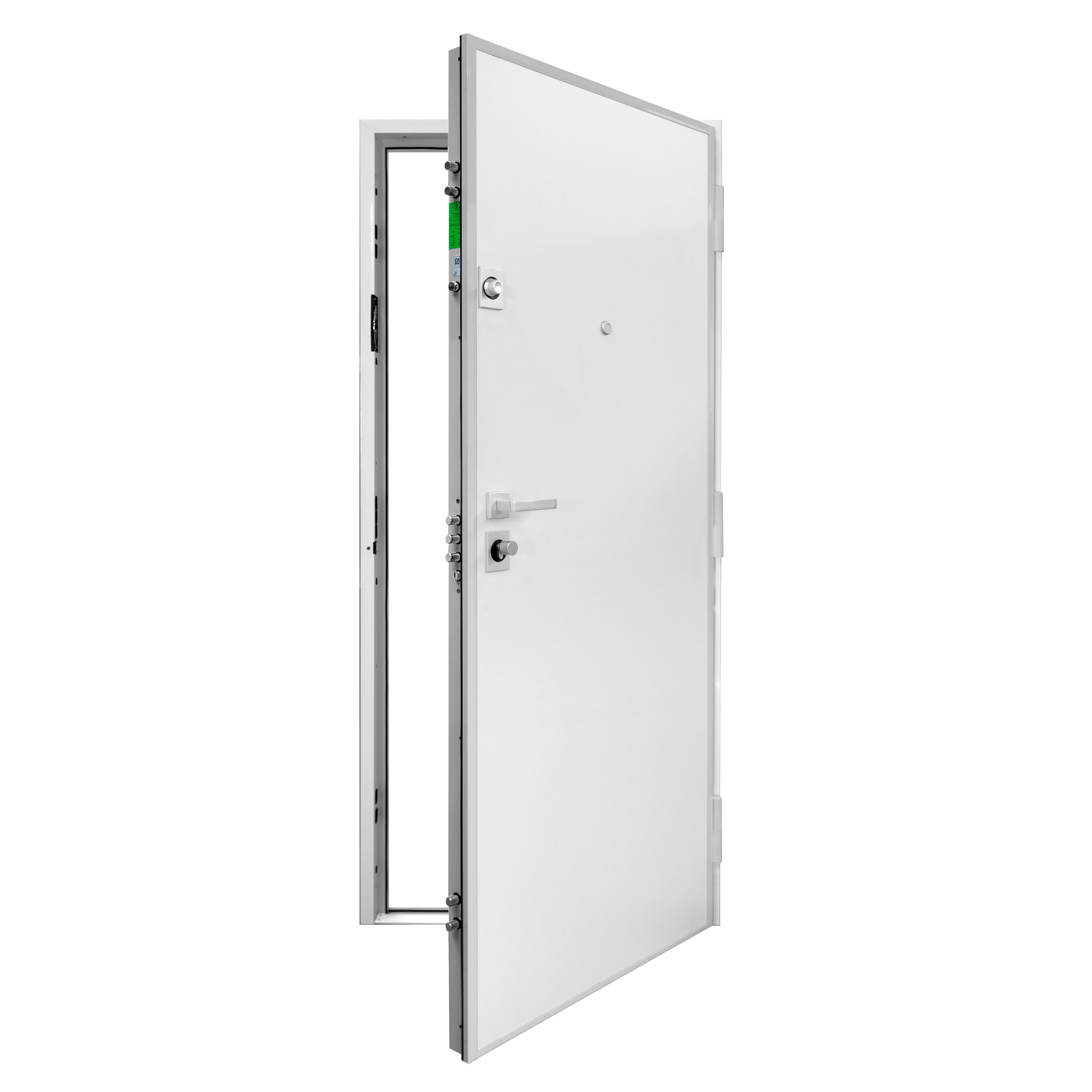 Puerta de entrada acorazada serie Silver 1,0 liso sapelly / interior liso blanco apertura izquierda 208x90.3cm - 12
