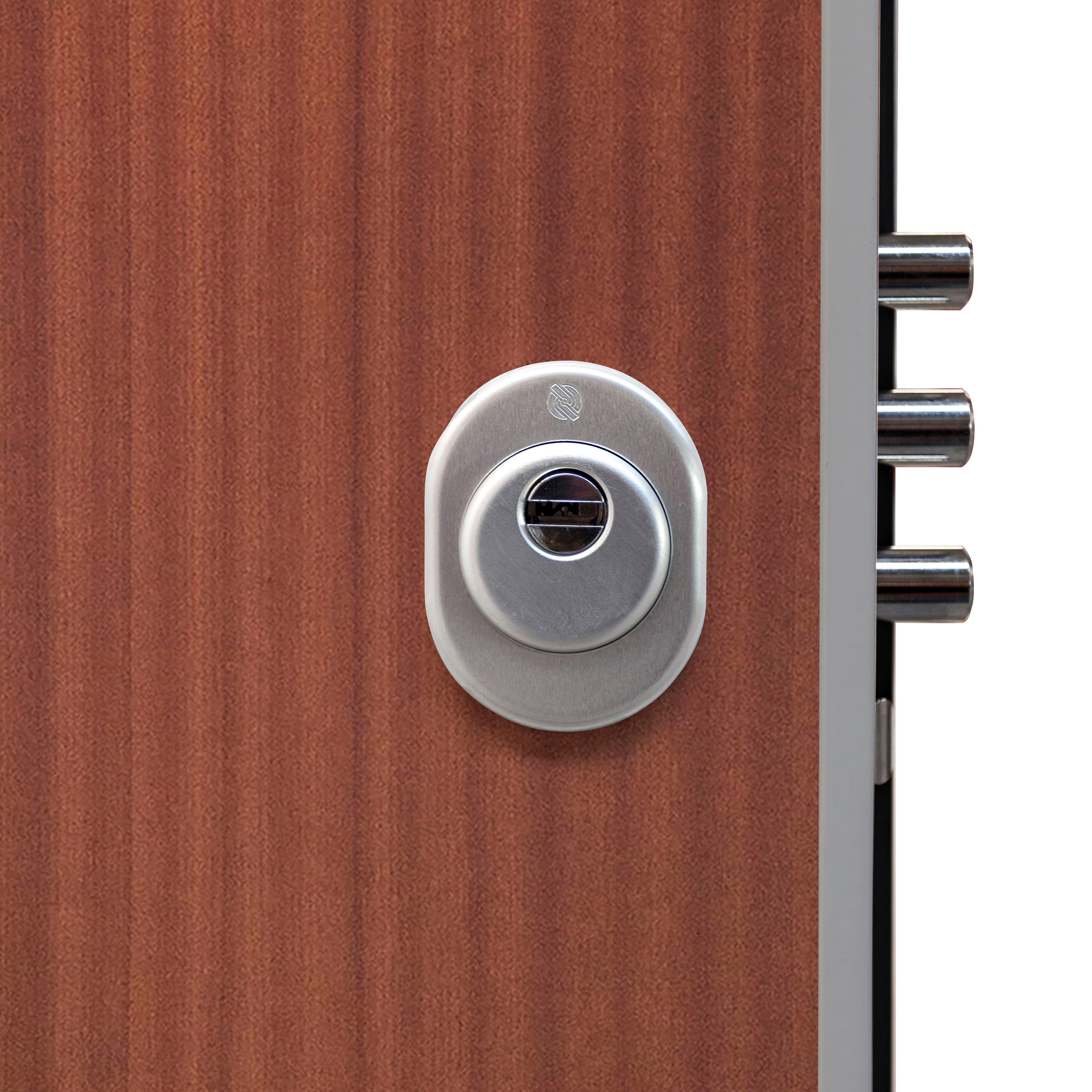 Puerta de entrada acorazada serie Silver 1,0 liso sapelly / interior liso blanco apertura izquierda 208x90.3cm - 21