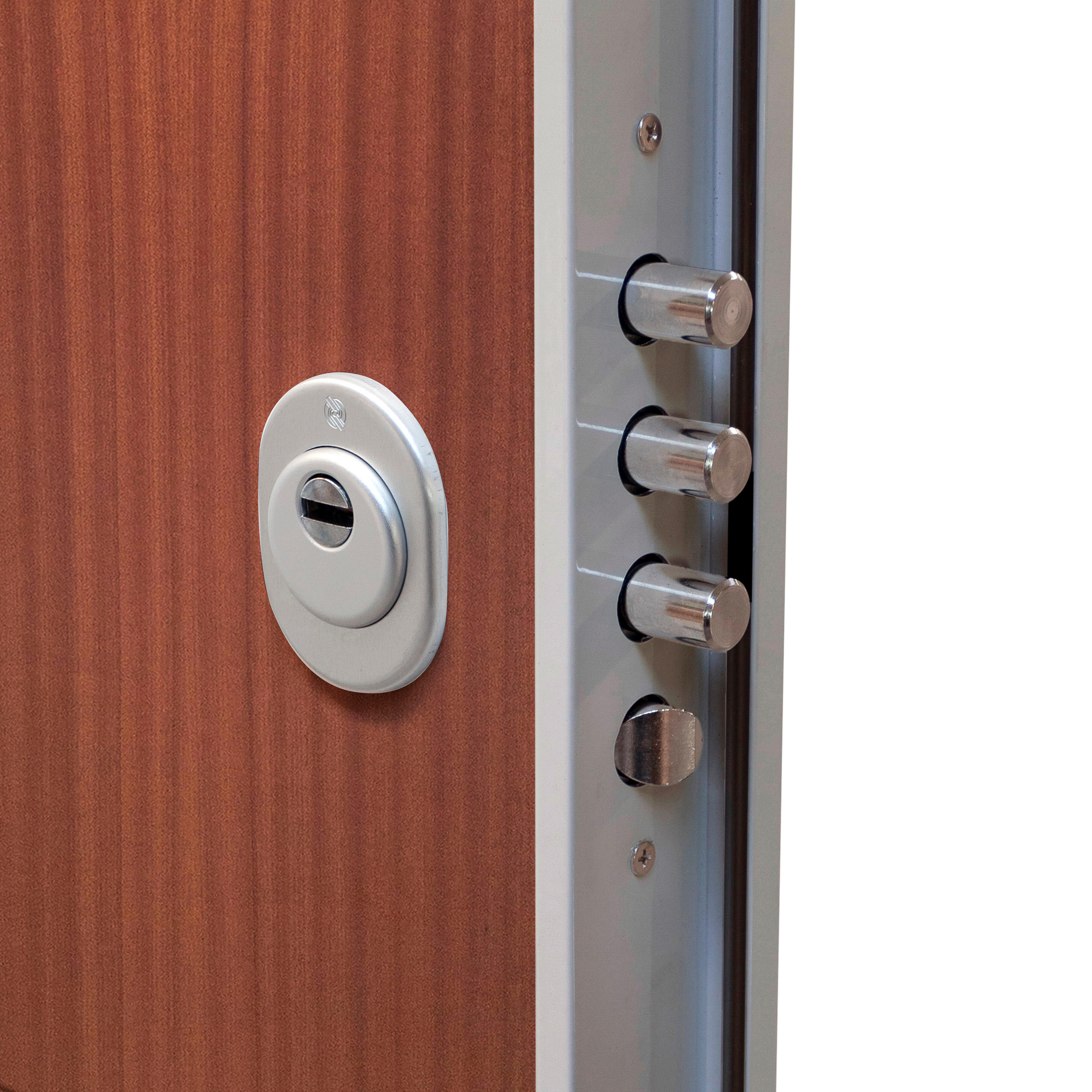 Puerta de entrada acorazada serie Silver 1,0 liso sapelly / interior liso blanco apertura izquierda 208x90.3cm - 20