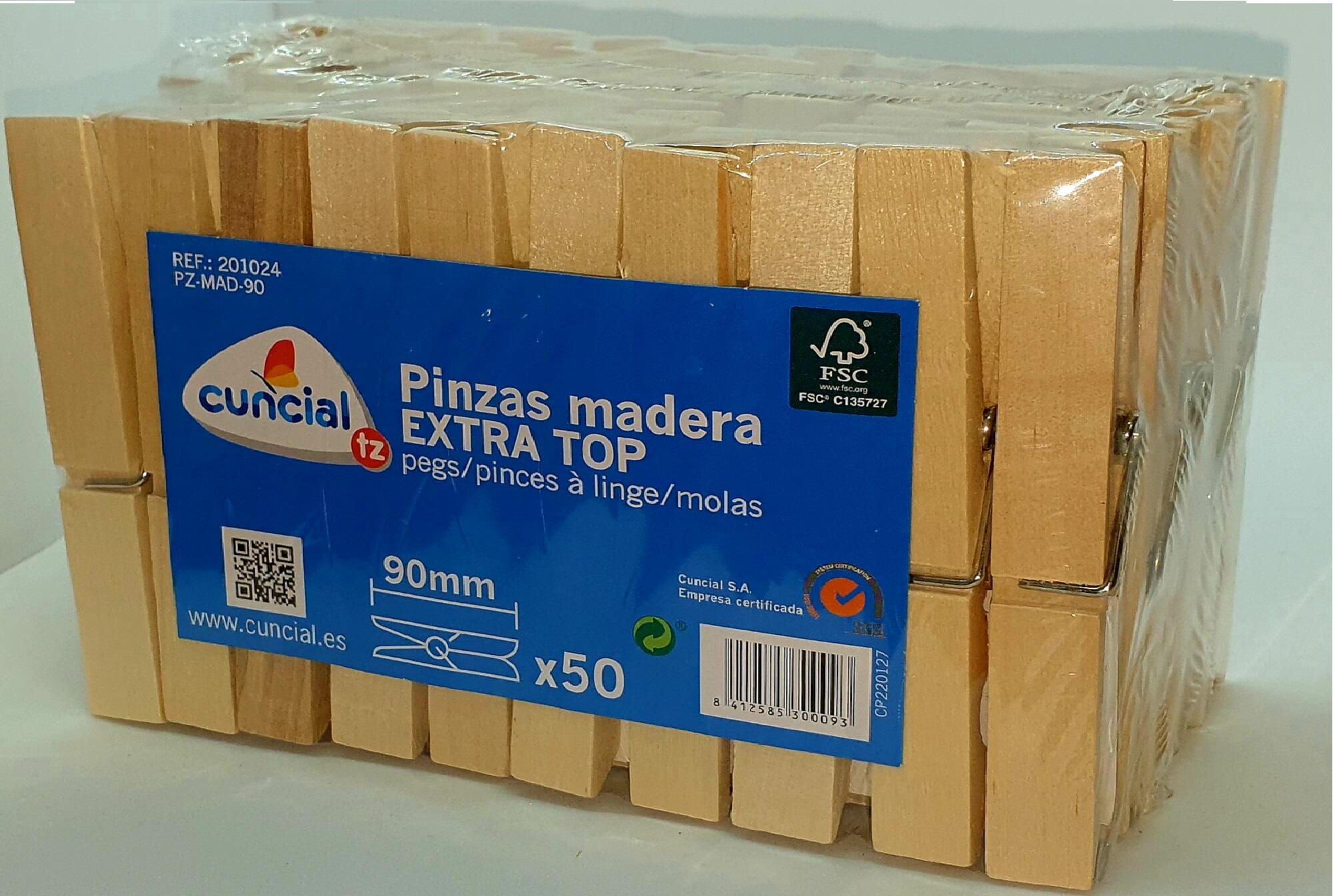 50 pinzas de madera grande 90mm