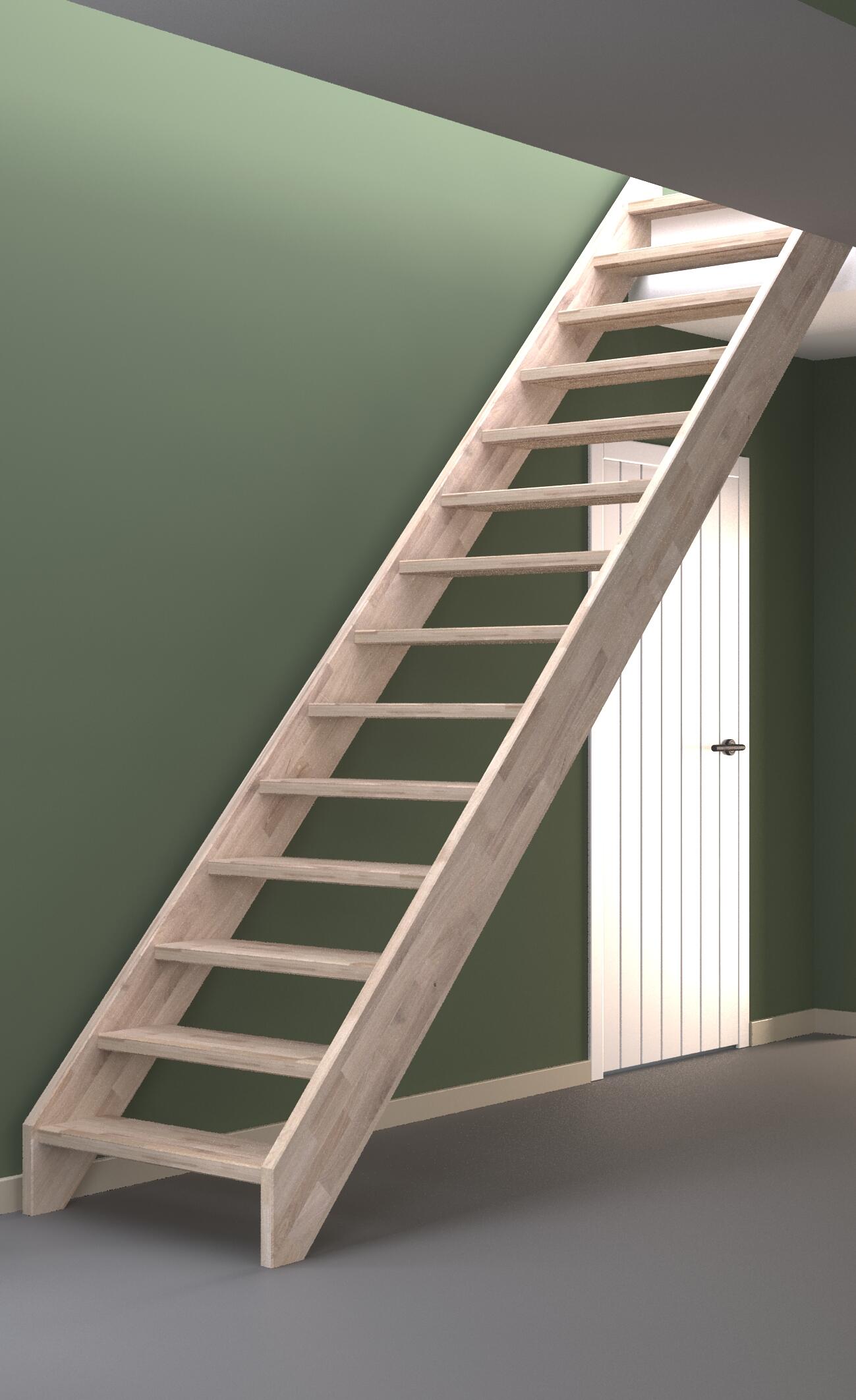 Escalera recta provence sin contrahuella uso interior ancho 90cm roble