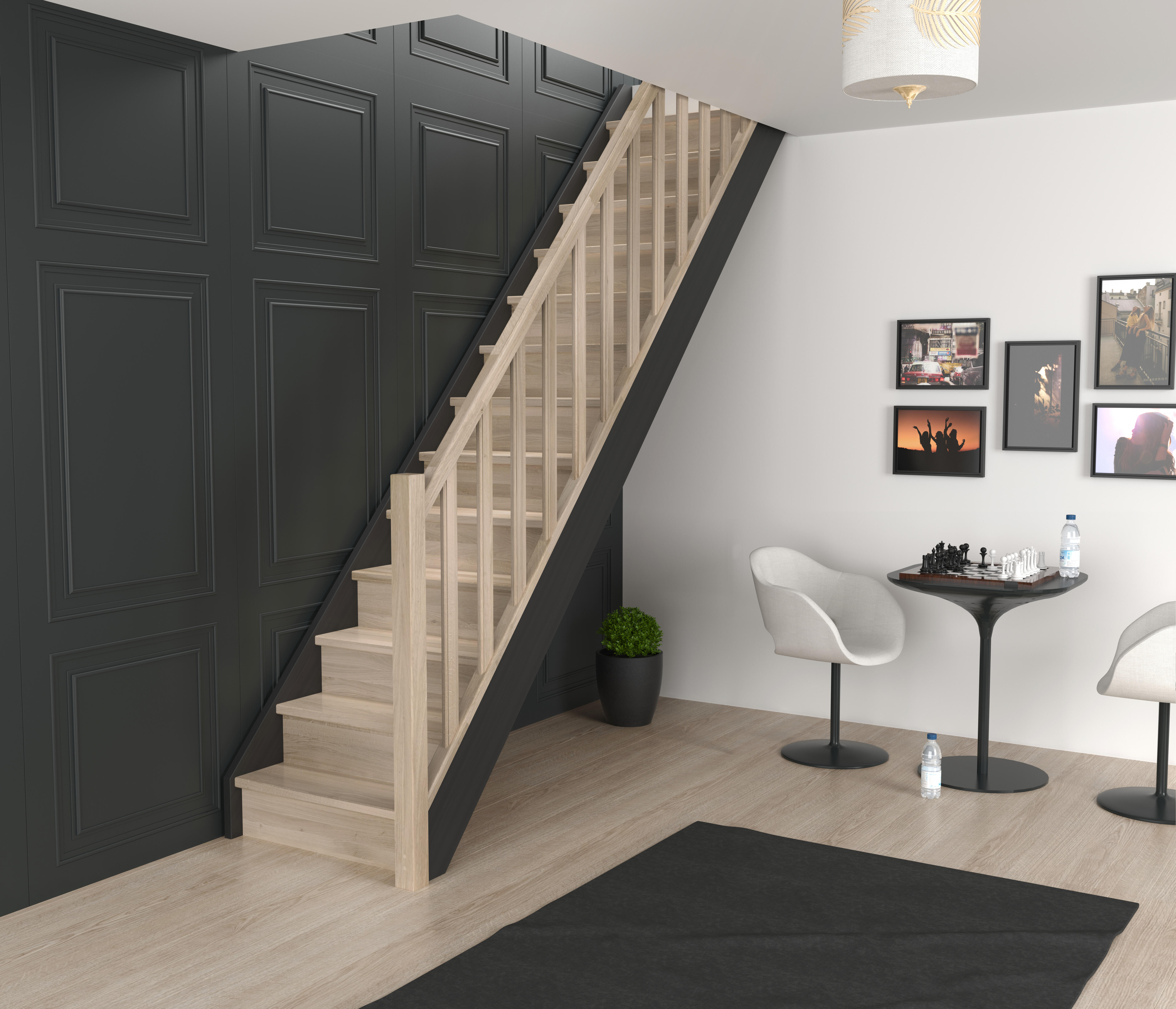 Escalera recta liverpool uso interior con barandilla