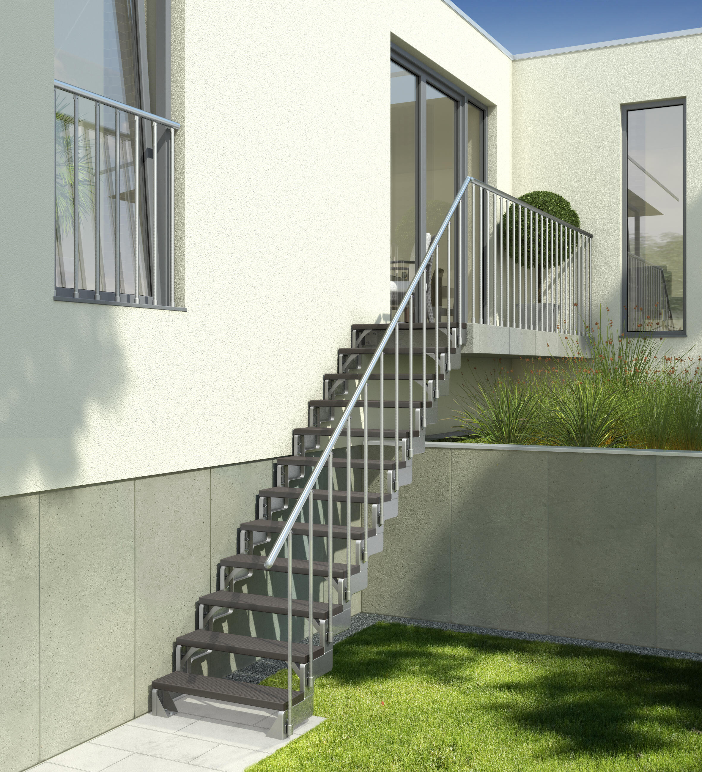 Escalera recta gardentop uso int/ext 100 de 12 peldaños color antracita