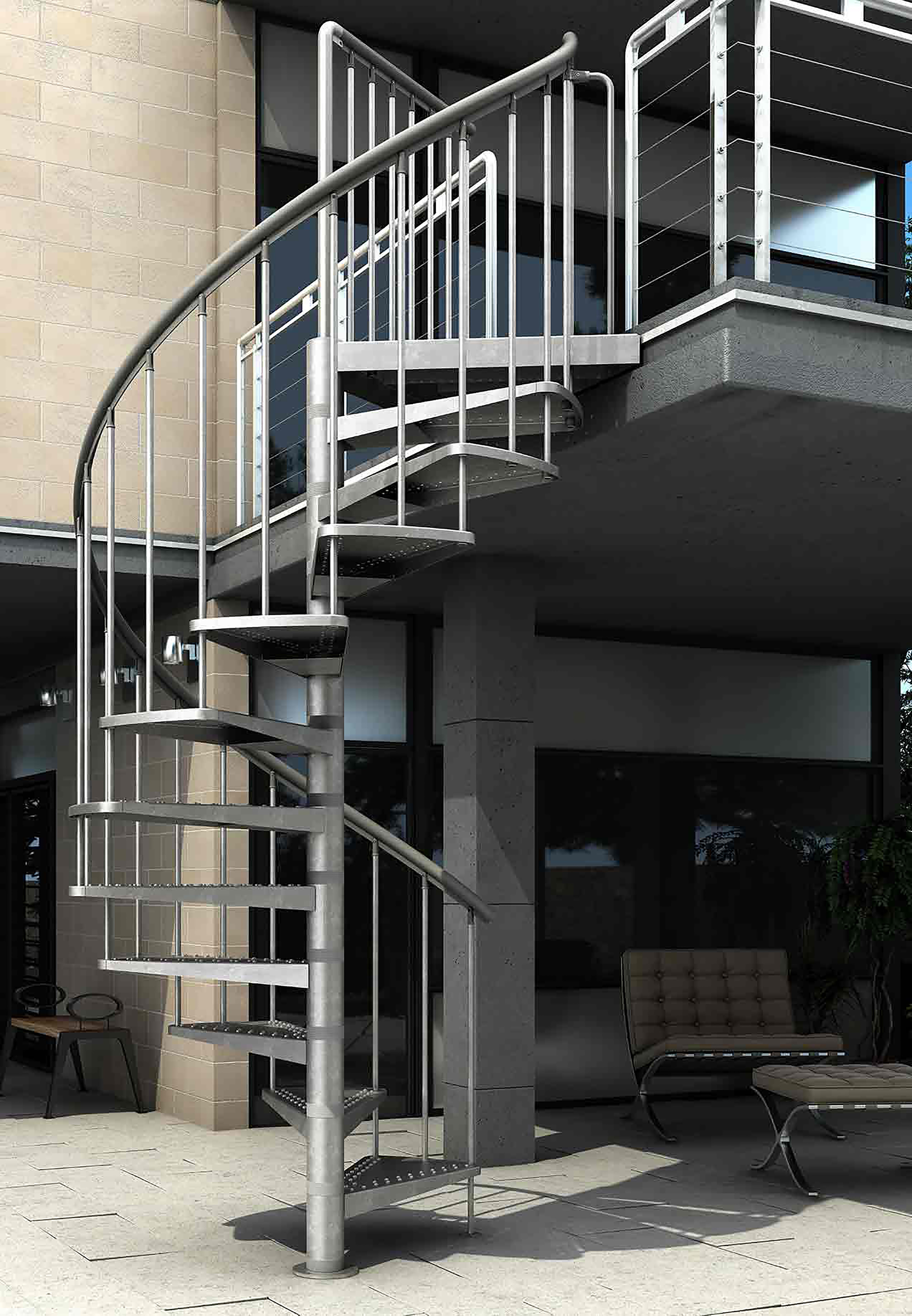 Escalera caracol gardenspin uso interior/exterior de acero galvanizado de 125cm