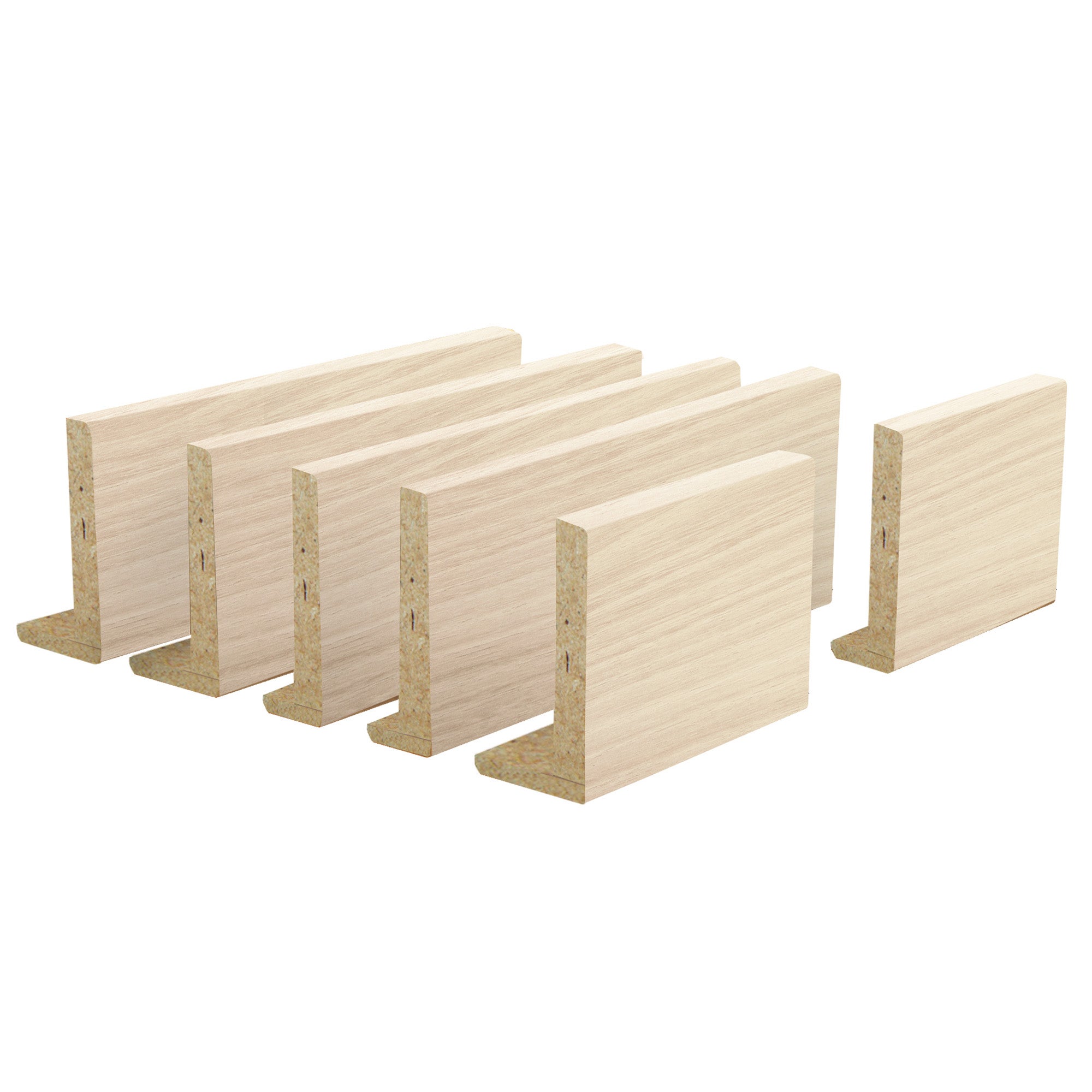 Kit de 5 tapetas extensible en l de mdf revestido de melamina acacia berna/oslo 2200x90x9mm