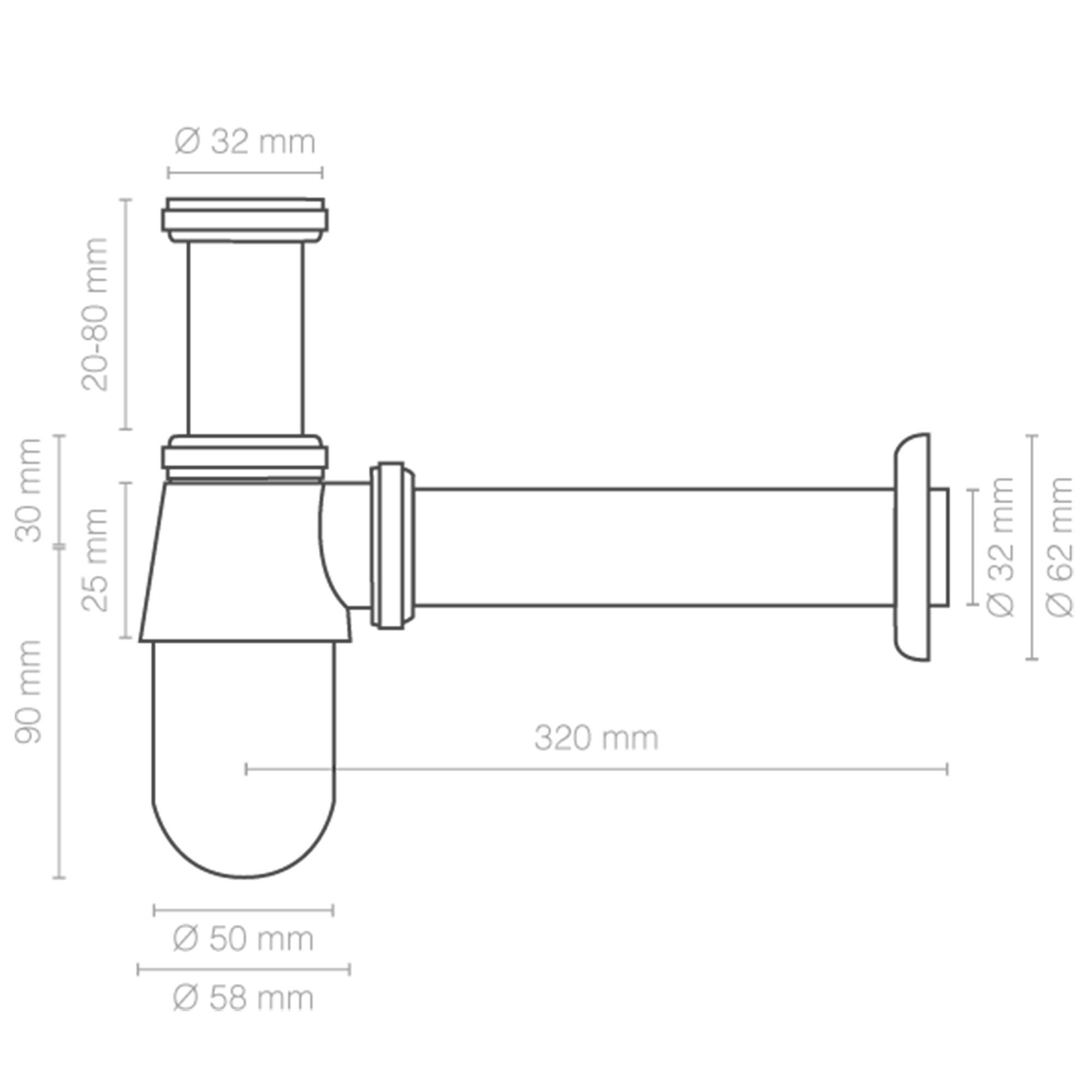 Sifón botella de latón de 16x5x37 cm - 2