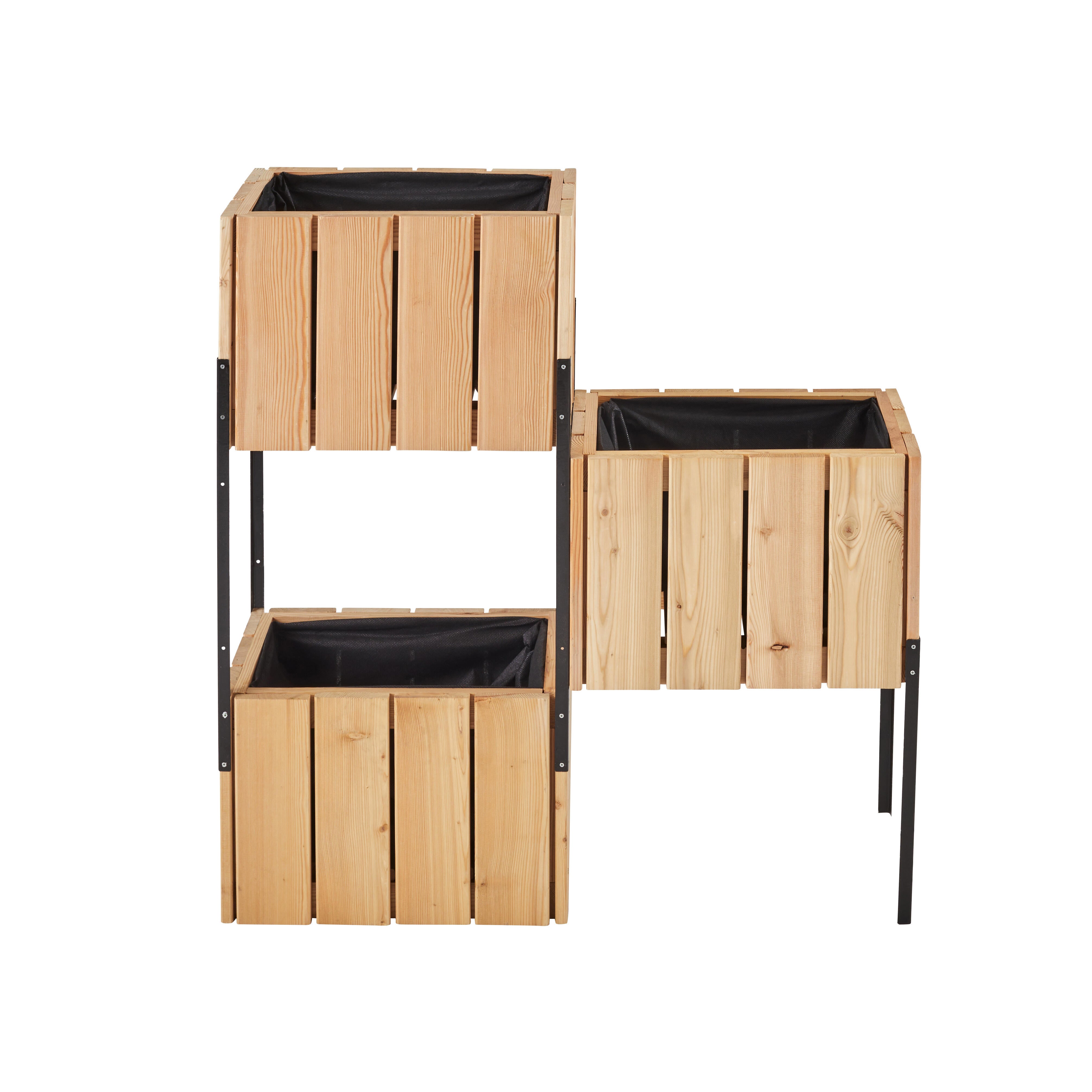 Juego de jardinera y soporte de madera Balcón beige 82x28x86 cm - 4