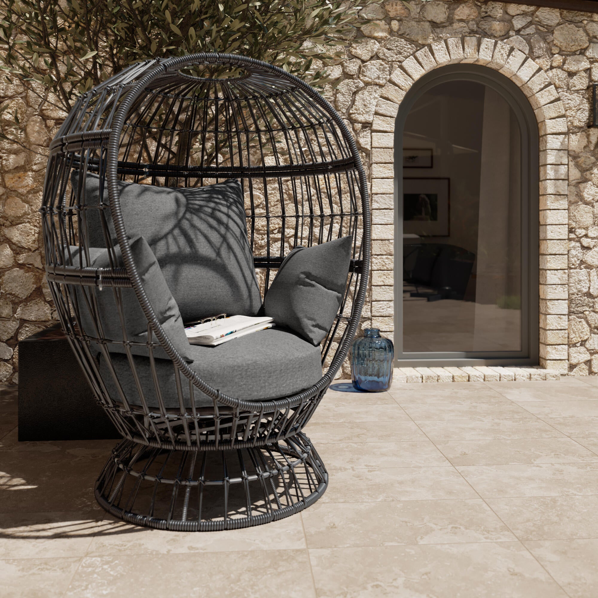 Cadeira ovo relax aço cinza Juno Naterial - 10