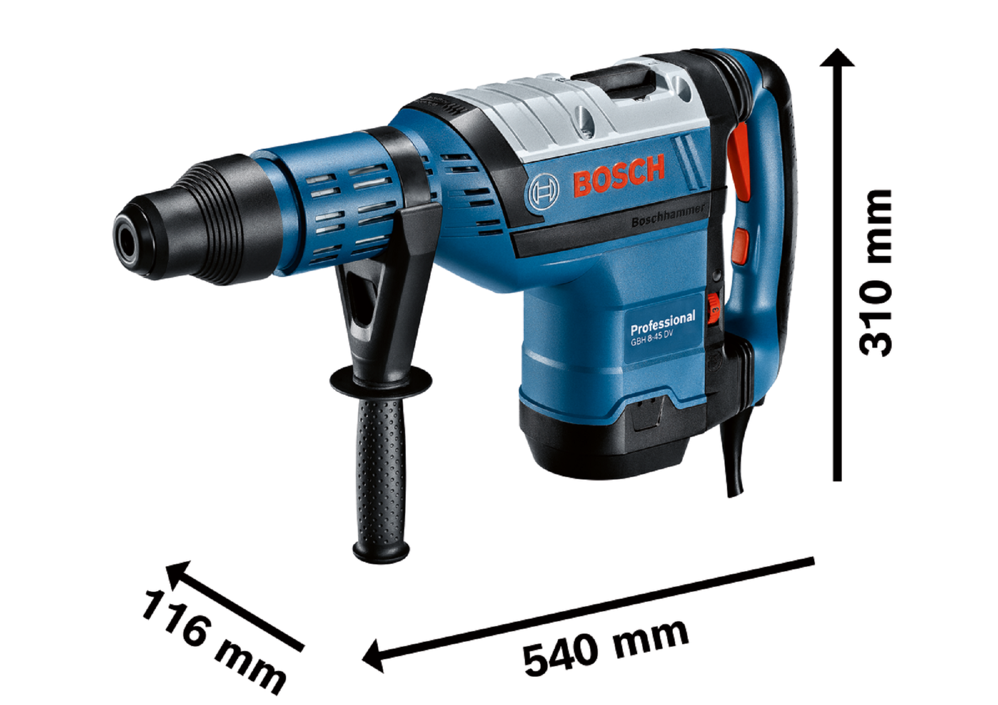 Martillo perforador sds max bosch professional gbh 8-45 dv 1500w 12,5j