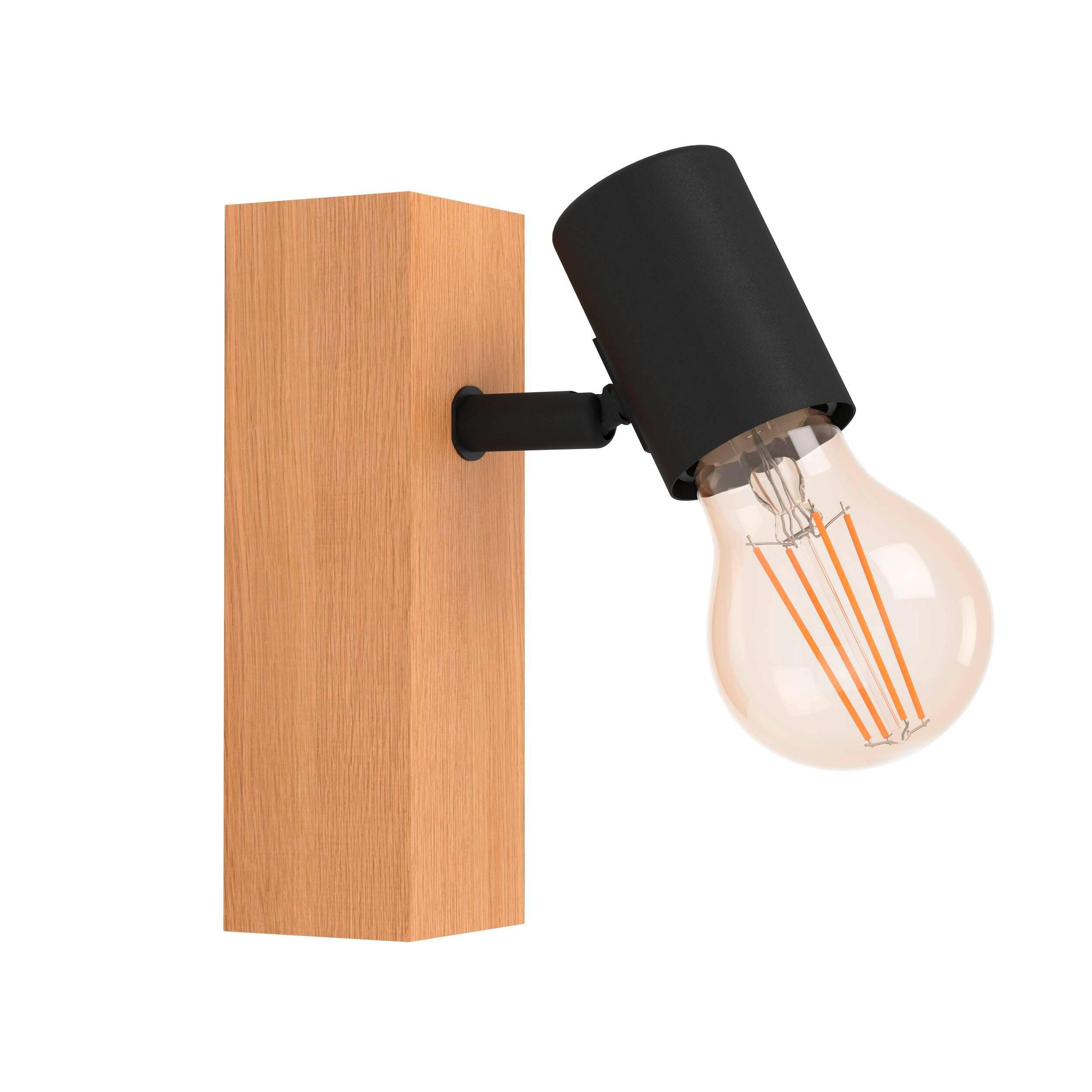 Faretto decorativo senza fonte luminosa TOWNSHEND NERO in legno marrone E27 10W EGLO 1 luci - 9