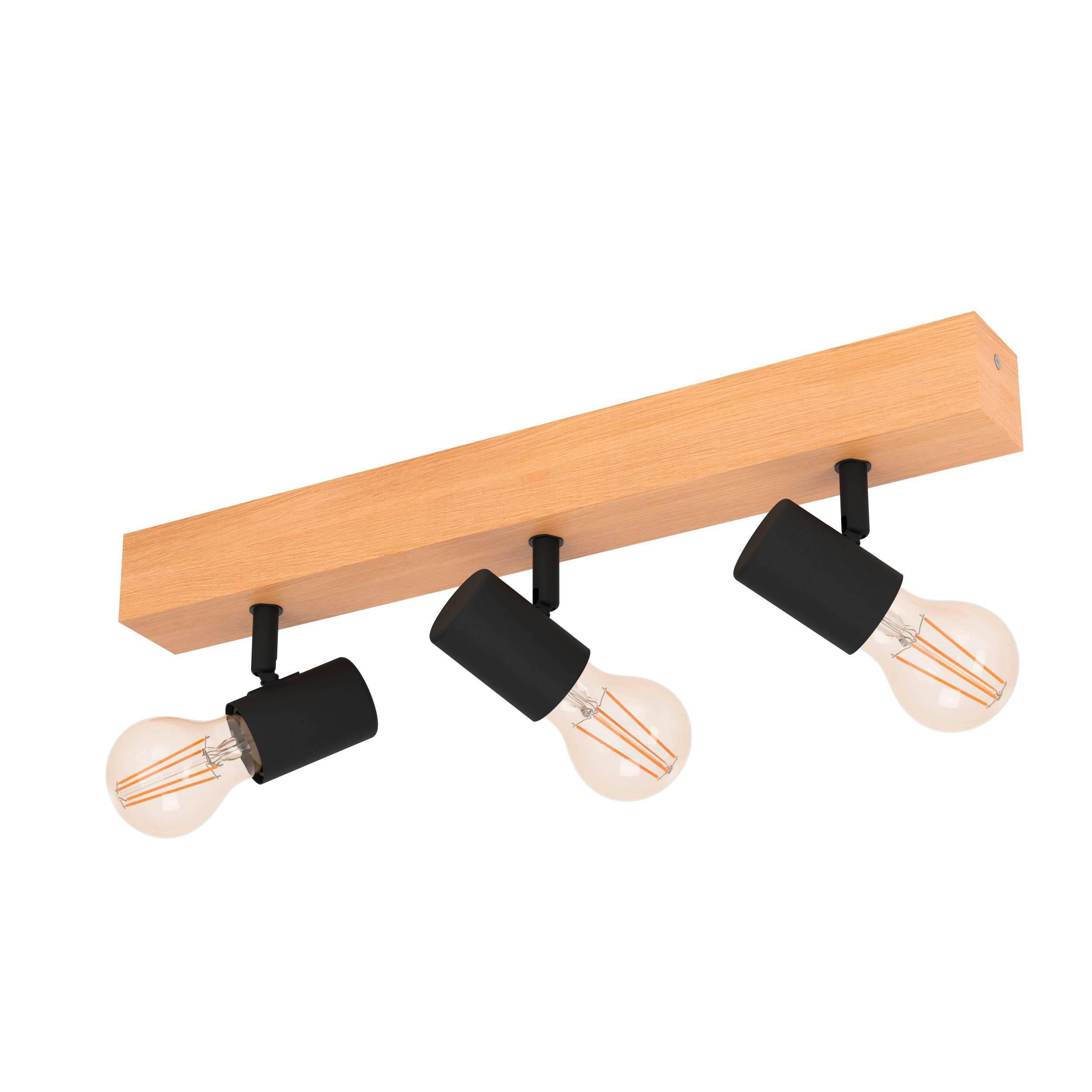 Faretto decorativo senza fonte luminosa TOWNSHEND in acciaio<multisep/>legno beige E27 EGLO 3 luci - 8