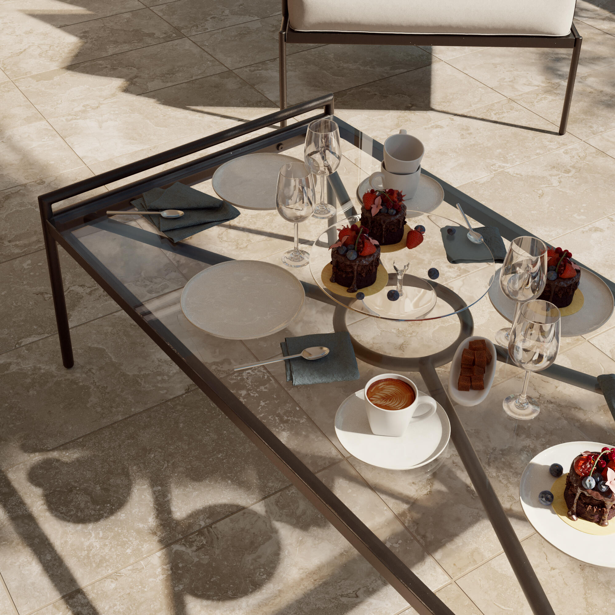 Conjunto jardim relax sofás e mesa alumínio cinzento escuro Onyx Naterial - 16