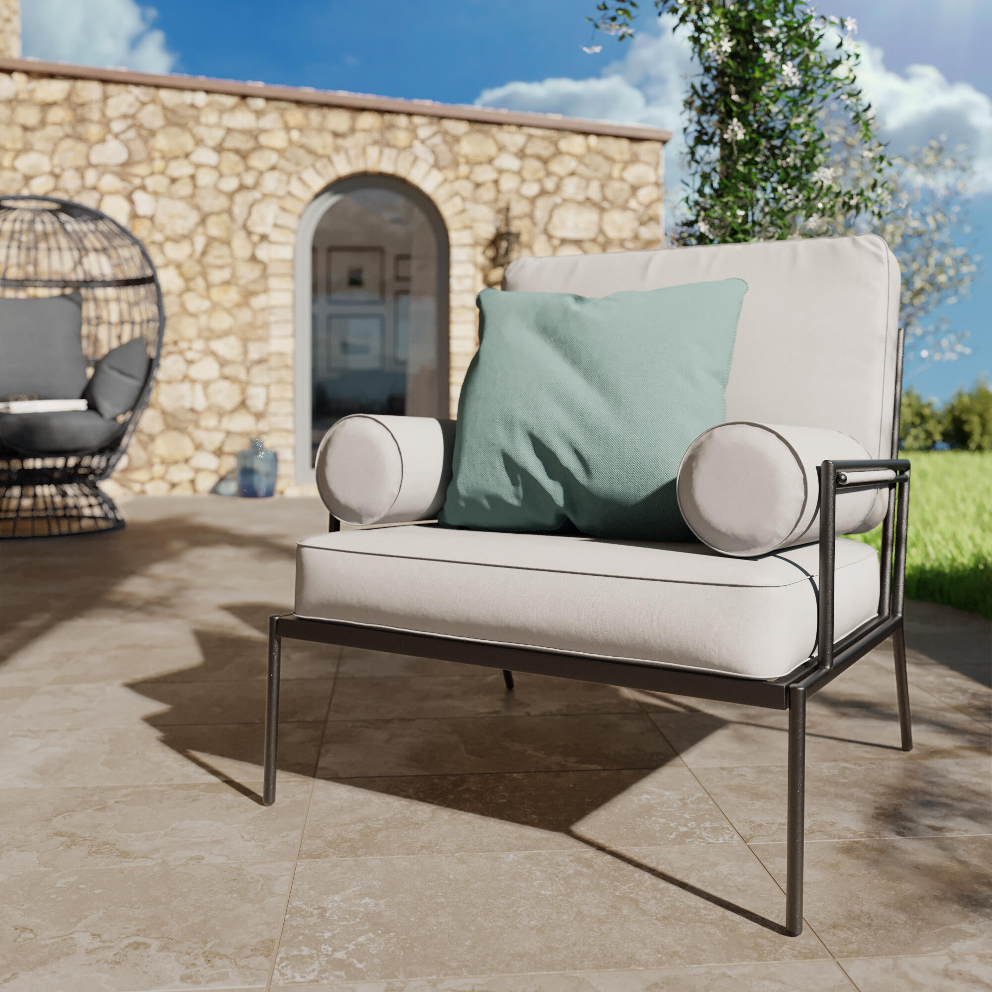Conjunto jardim relax sofás e mesa alumínio cinzento escuro Onyx Naterial - 15
