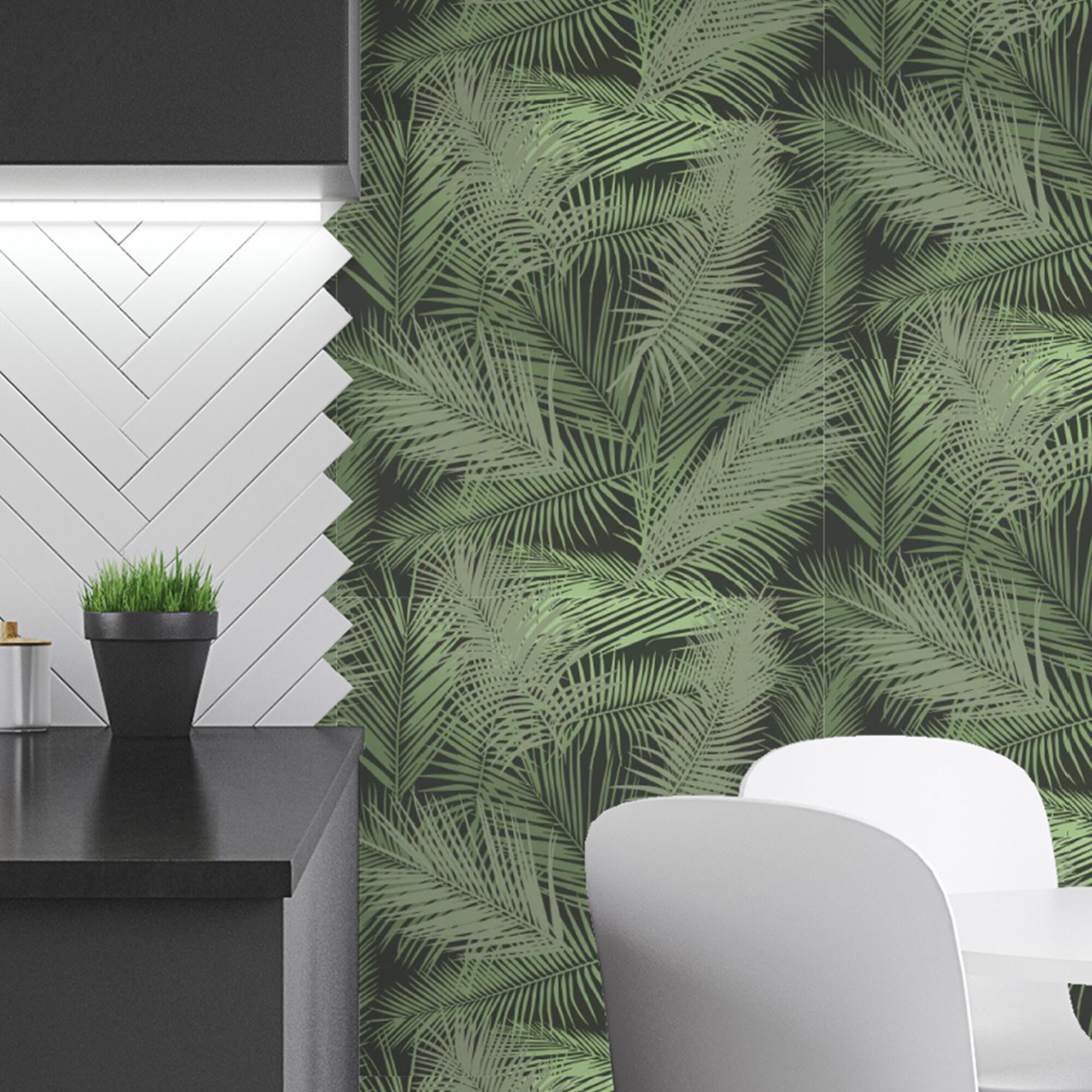 Papel pintado vinilo naturaleza hojas verde