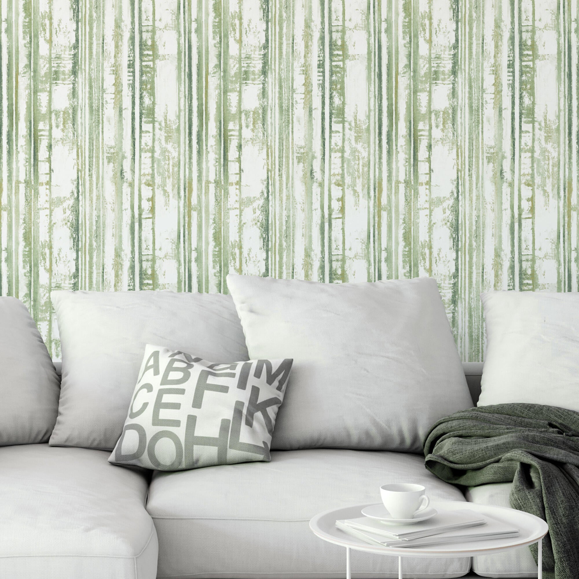 Papel pintado vinilo aplicación cola en pared naturaleza imitación bambú verde ugepa 106cmx10.05m superlavable