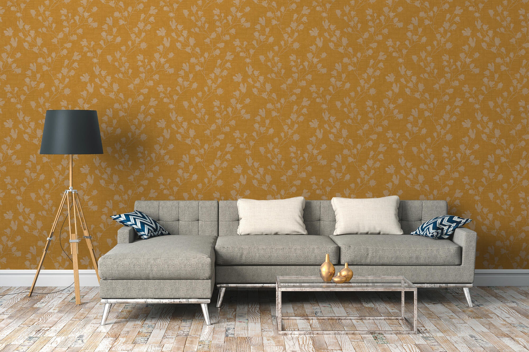 Papel pintado vinilo aplicación cola en pared Naturaleza Nara 387471 amarillo  LUTECE 53cmx10.05m lavable - 4