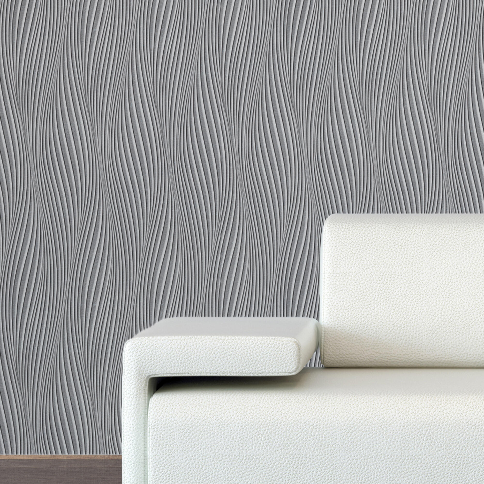 Papel pintado vinilo geométrico ondas gris vinelus cmx10m