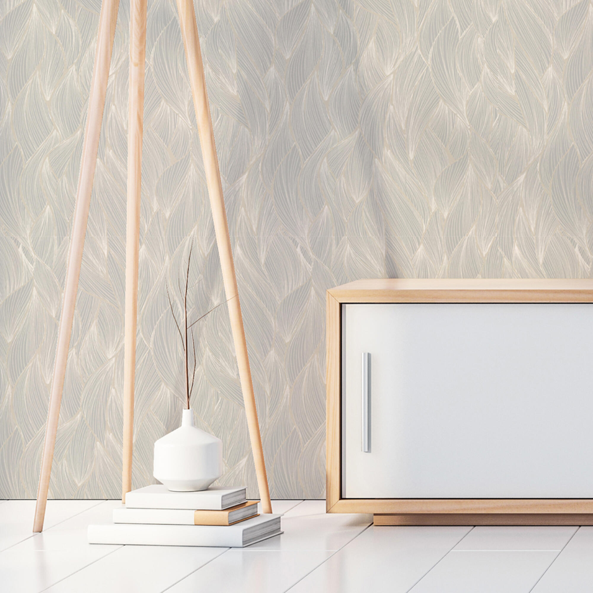 Papel pintado vinilo geométrico ondas gris vinelus cmx10m