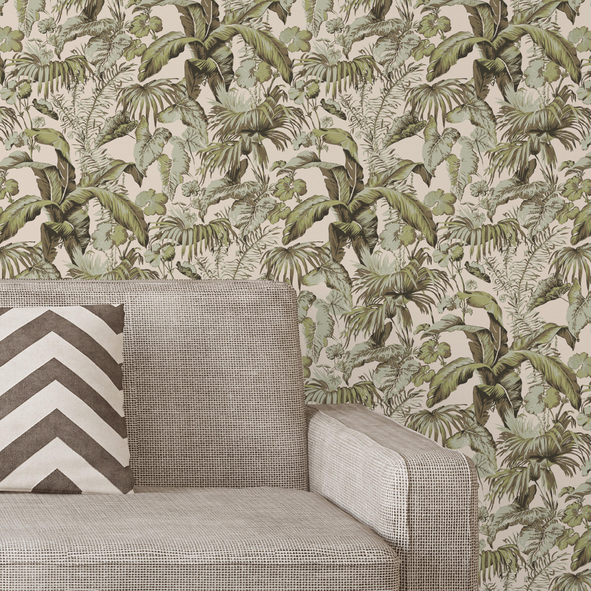 Papel pintado vinilo naturaleza hojas verde vinelus cmx10m